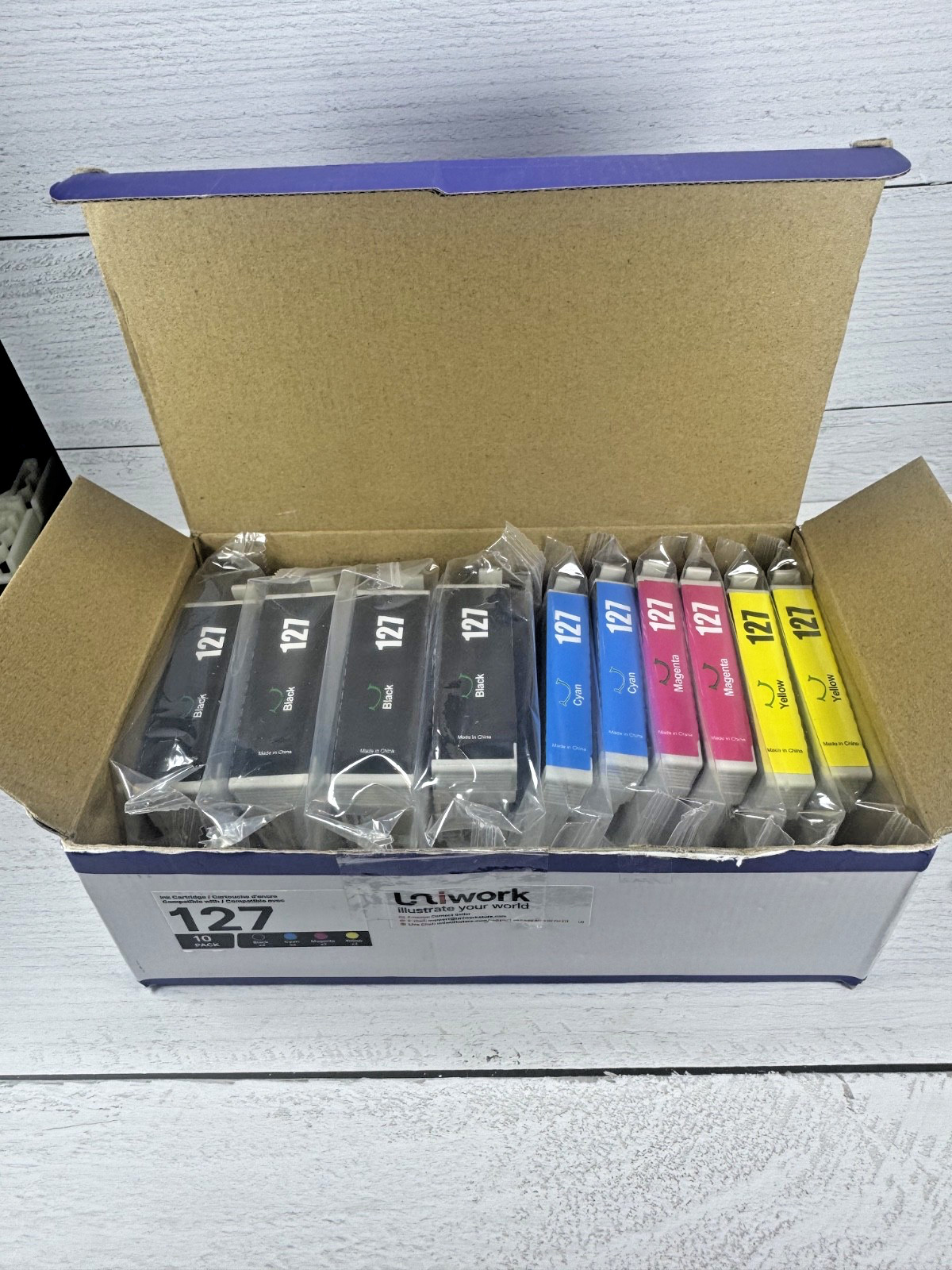 Uniwork 127 Ink Cartridge 10-Pack 4 Black 2C 2M 2Y Epson WorkForce