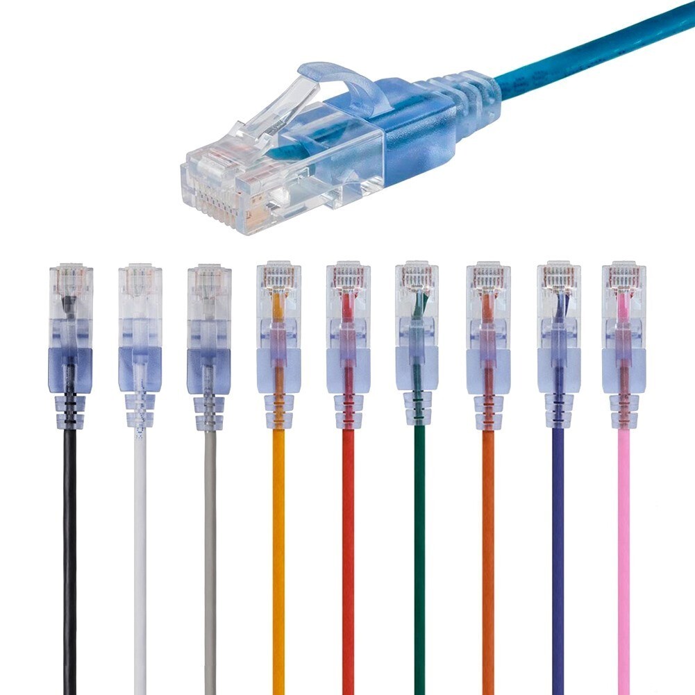 10x 25FT CAT6A RJ45 Ethernet Network Patch Cable Copper 10G Slim 30AWG 10-Color