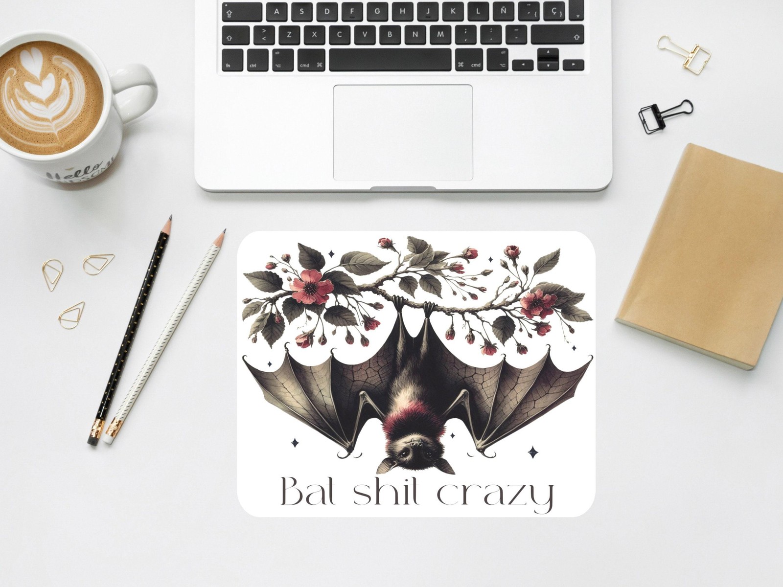 Funny Bat Mouse,  Polyester Fabric | Rubber Base | Customizable | 9.6X7.9 In