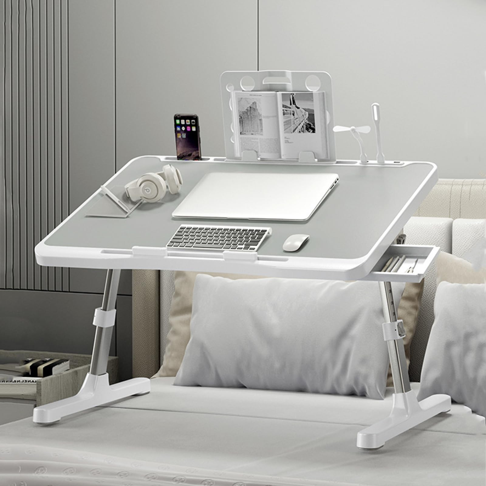 Laptop Desk for Bed, Adjustable Beds Table with USB Charge Port, Foldable Lap...