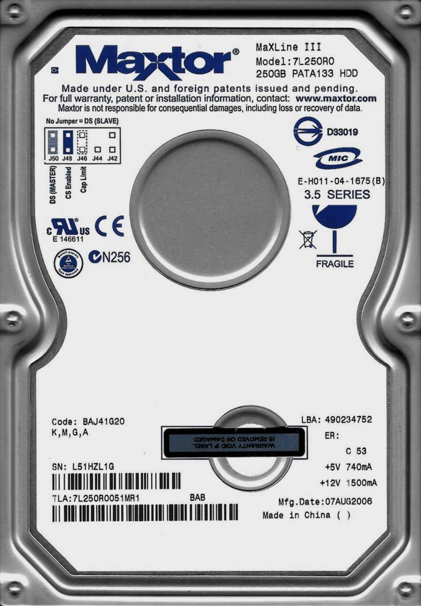 Maxtor MaXLine III 7L250R0 250GB ATA/IDE 7200rpm