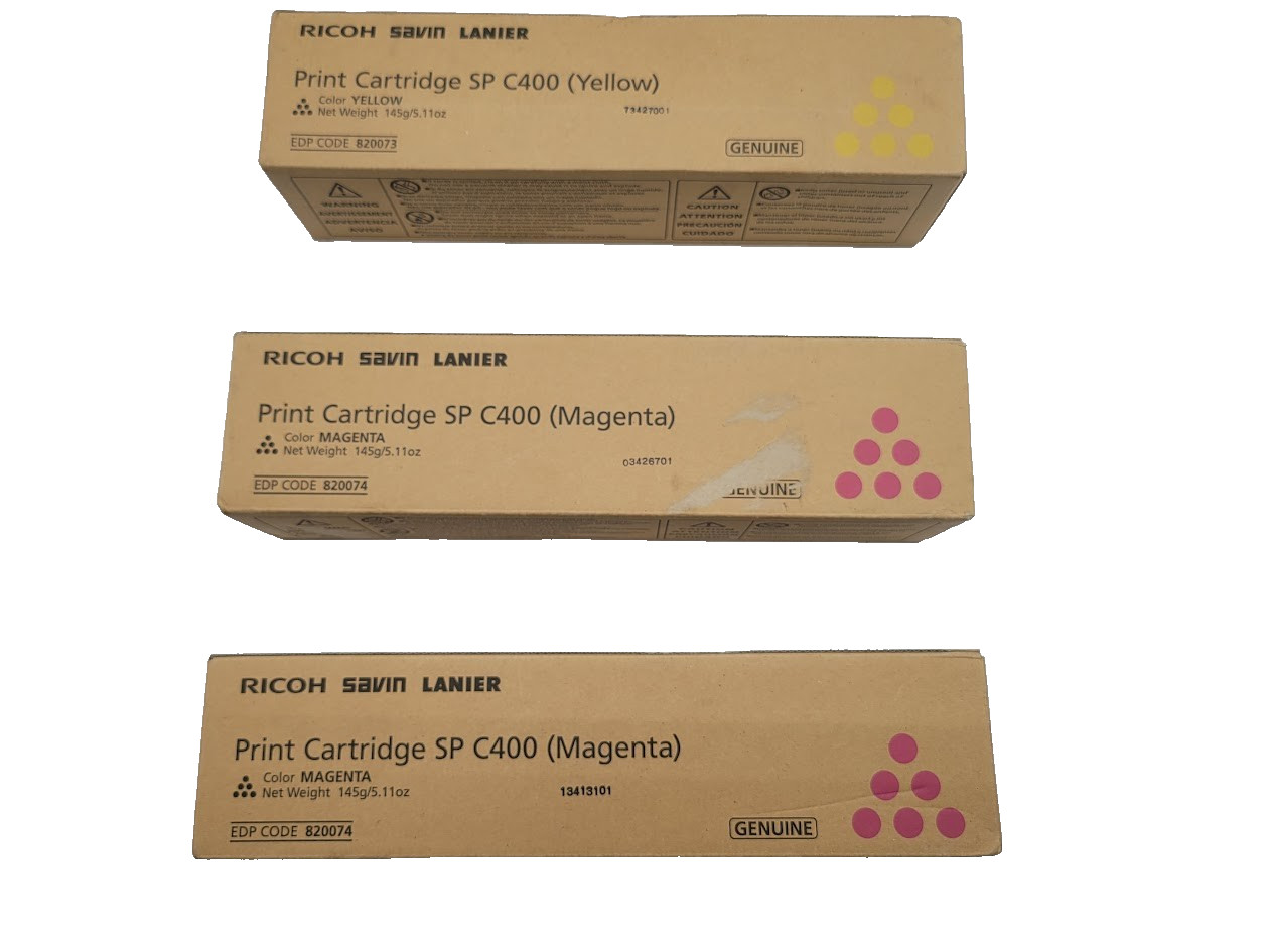 Ricoh savin lanier print cartridge SP C400 Yellow 2XMagenta 820073/820074
