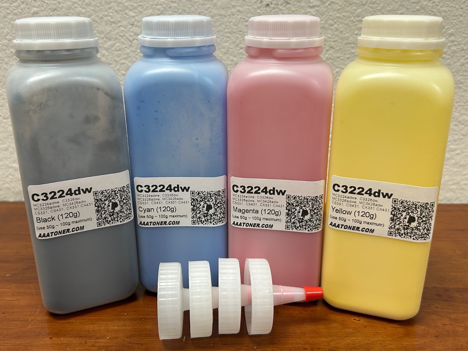 (120g x 4) Toner Refill ONLY for Lexmark C3224, C3326, CS331, CS431, CX331 CX431