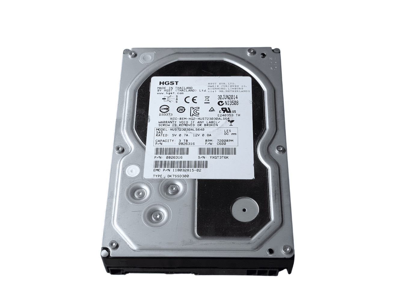 HGST 3TB 0B26316 SAS Server 3.5" Hard Drive 512 Format HUS723030ALS640
