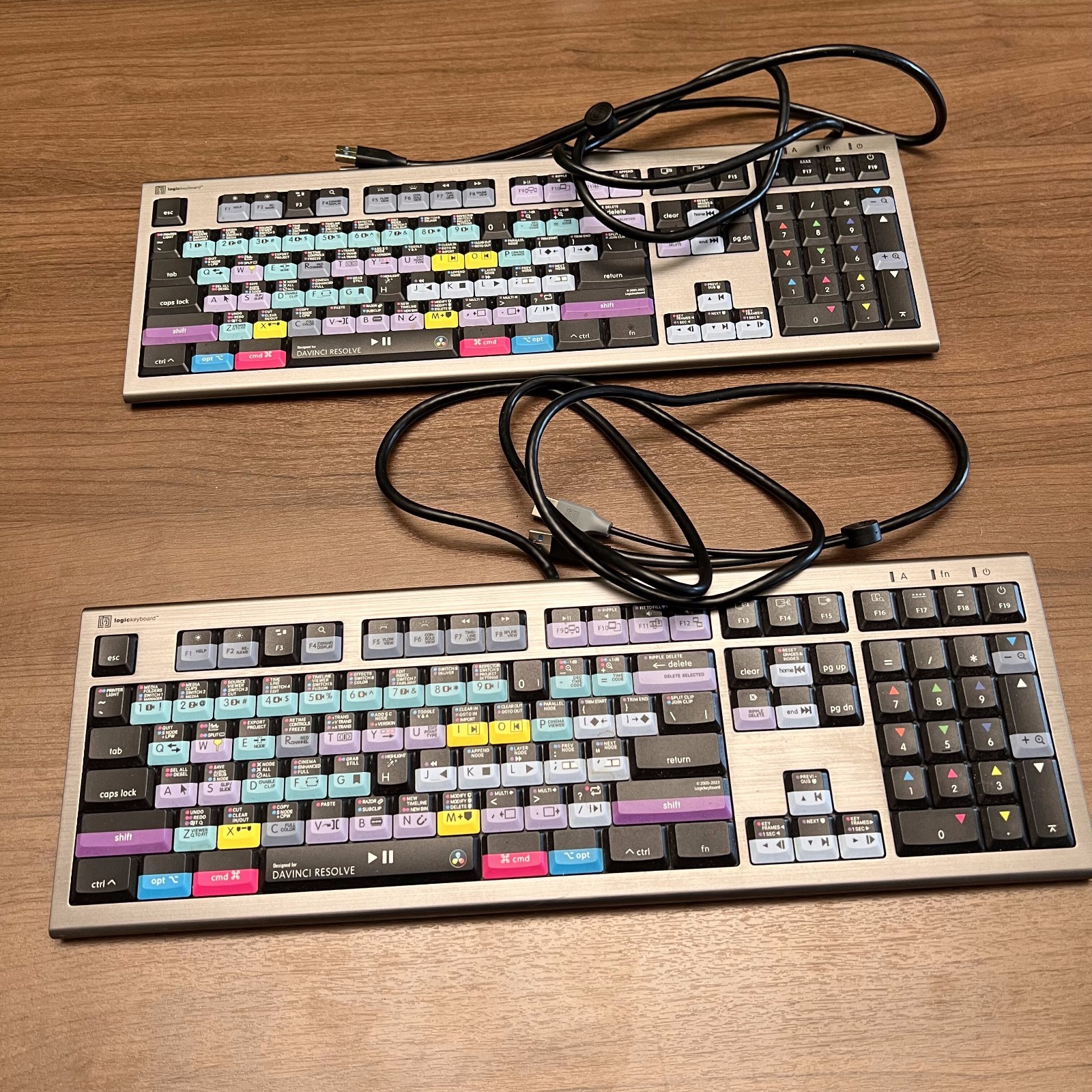 Lot of 2 Logickeyboard ASTRA 2 Backlit Keyboards DaVinci Resolve Mac KB-A2MAC