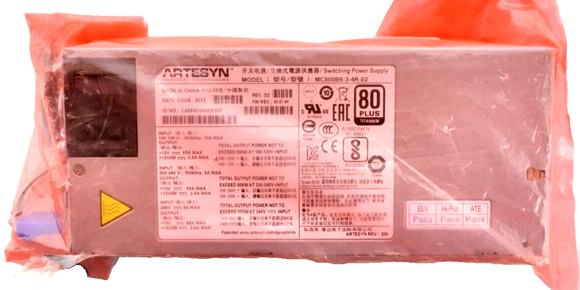 Artesyn MC800B6-3-4R-02 Switching 80 Plus Titanium NEW