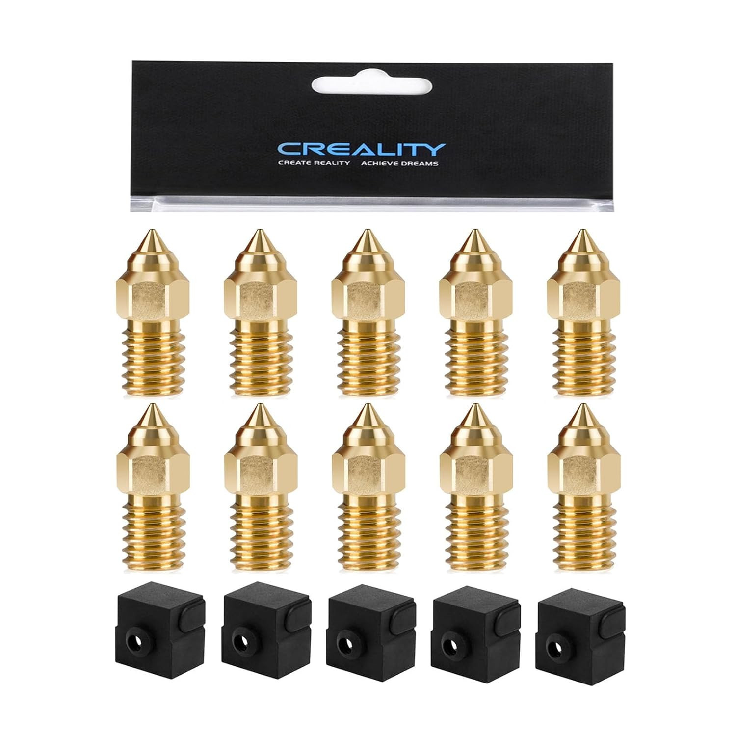 Creality Ender 3 V3 SE Nozzle Kit 10Pcs 0.4mm Brass Nozzles + 5 Silicone Socks