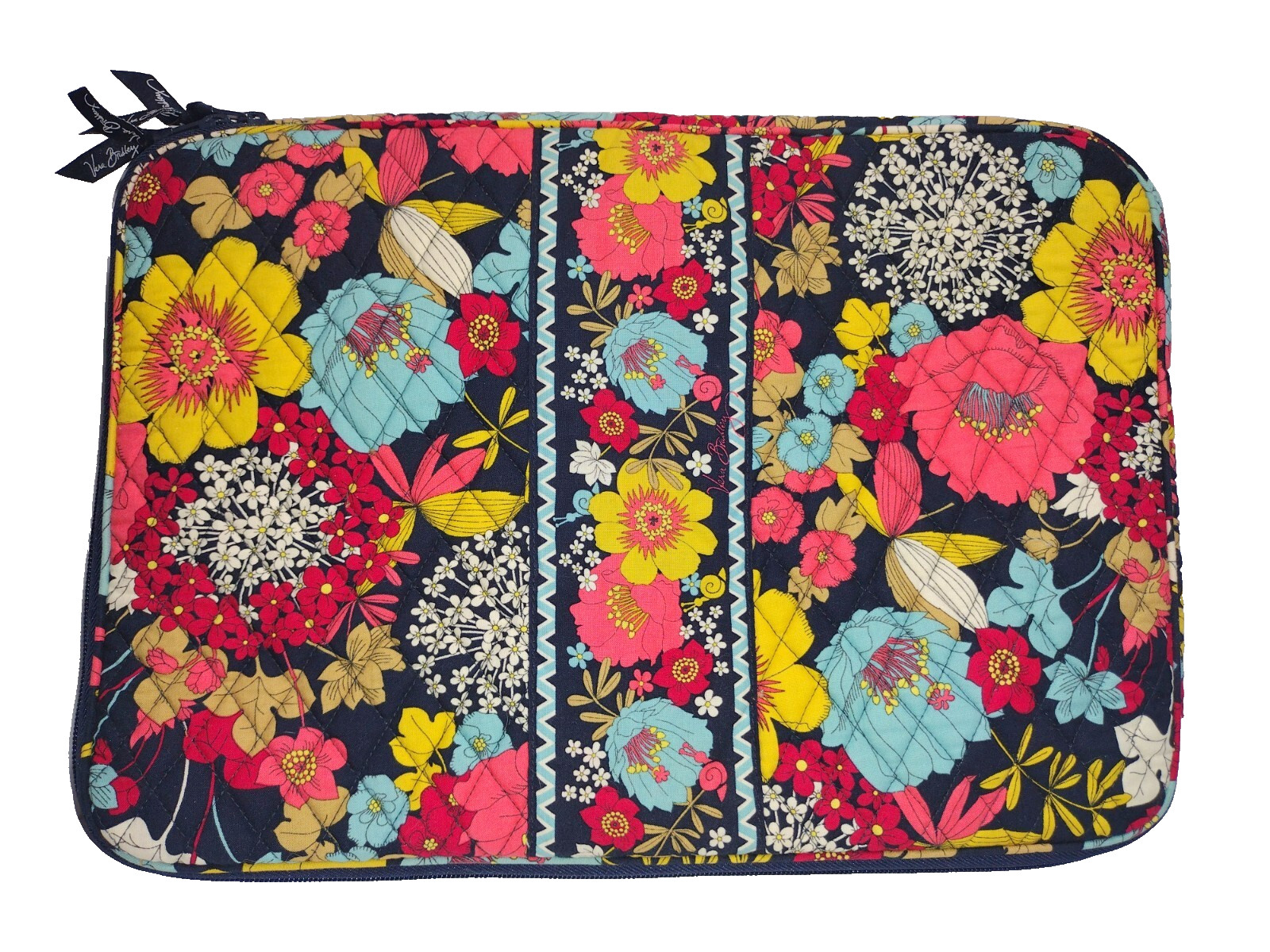 Vera Bradley Large Padded Laptop Sleeve Quilted Cotton 17 x 12 Inch Case