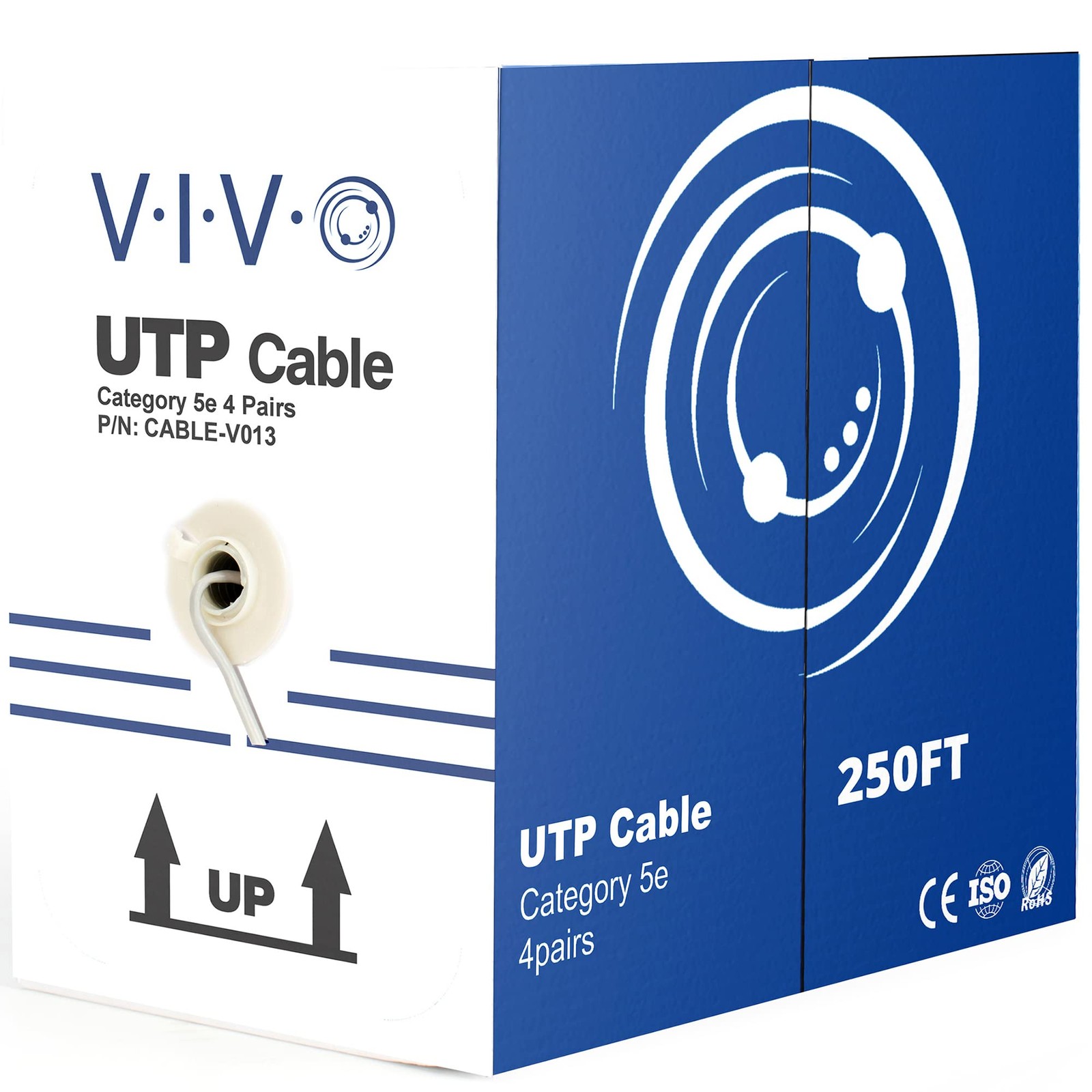 Gray 250ft Bulk Cat5e, Ethernet Cable, 24 Pull Box, Cat-5e Wire, Indoor, Network