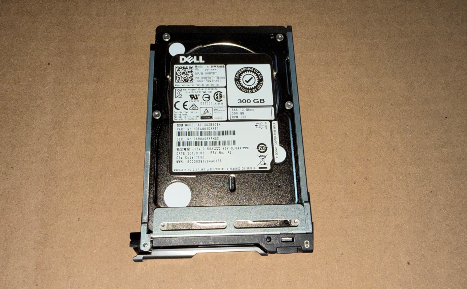 0RVDT AL13SXB30EN DELL 300GB 15K 12G SFF 2.5'' SAS HDD HARD DRIVE 00RVDT