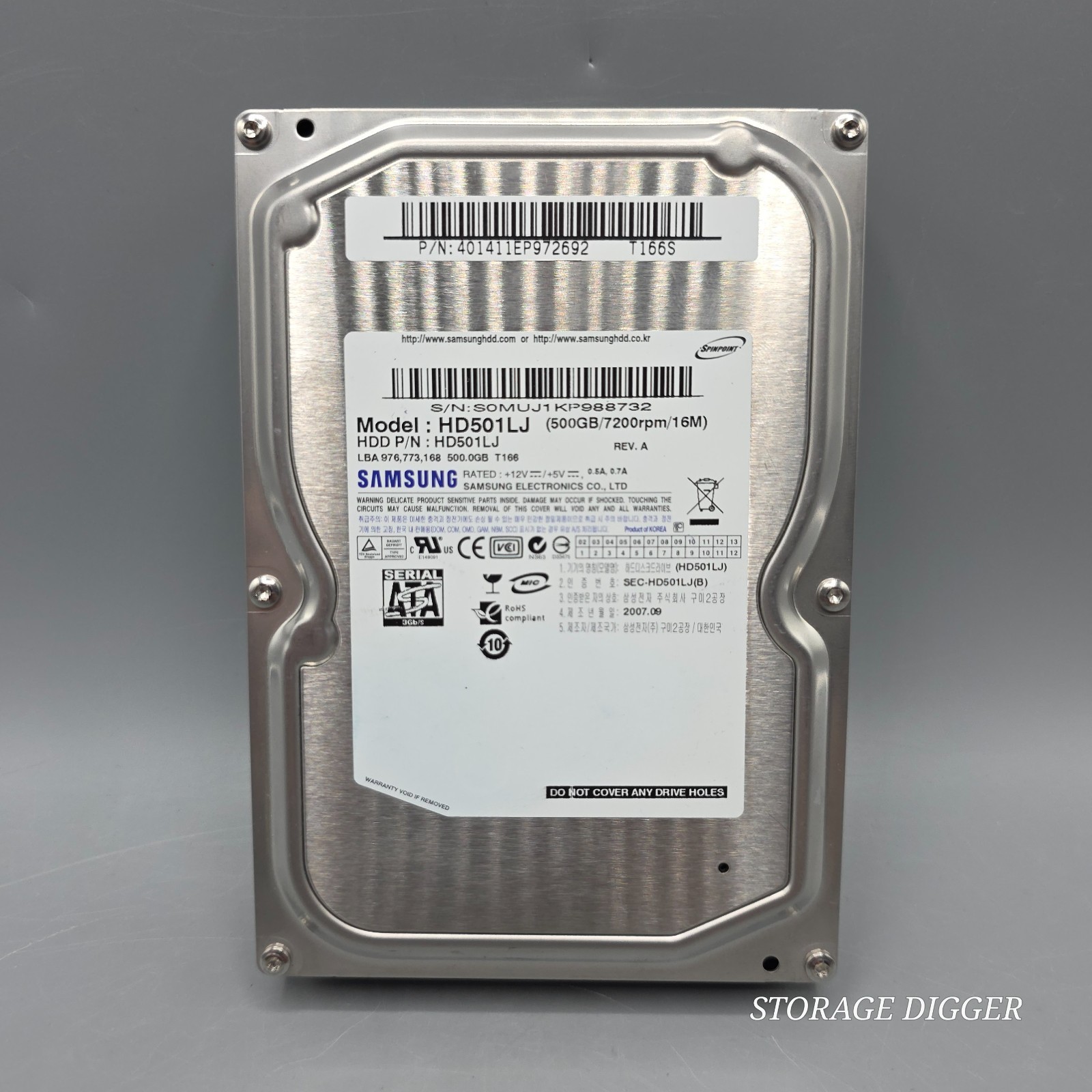 Samsung HD501LJ T166S 500GB/7200rpm/16M SATA Desktop Hard Drive, Made in Korea
