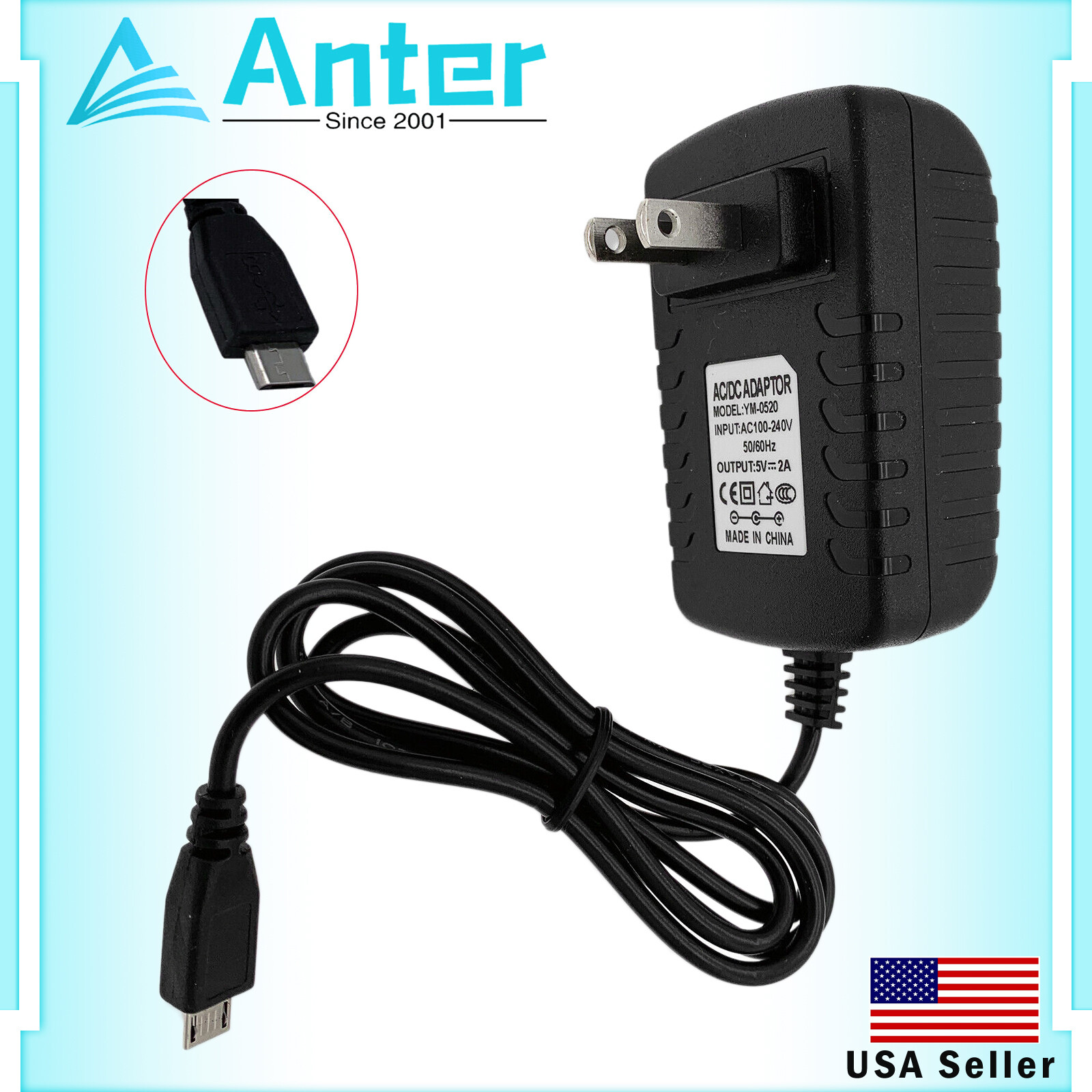 2A AC/DC Wall Power Charger Adapter Cord For iRulu eXpro X1S 10" Android Tablet