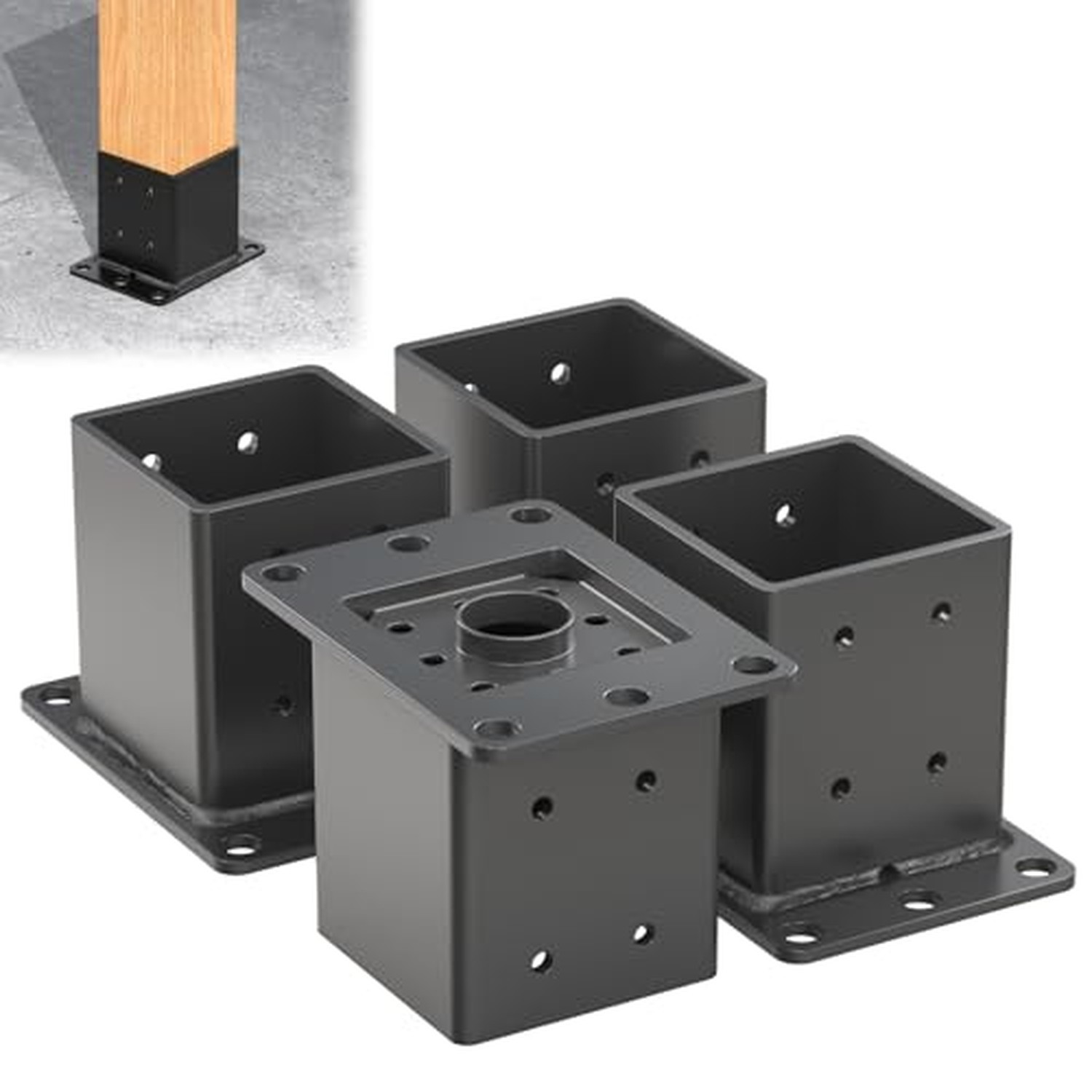 Heavy Duty 4x4 Post Base 4 Pcs, Thickness: 0.118"/3MM