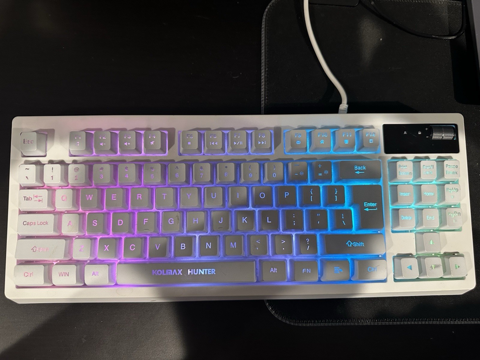 KOLMAX Hunter K04 RGB 87-Key Wired Gaming Mechanical Keyboard White Tested