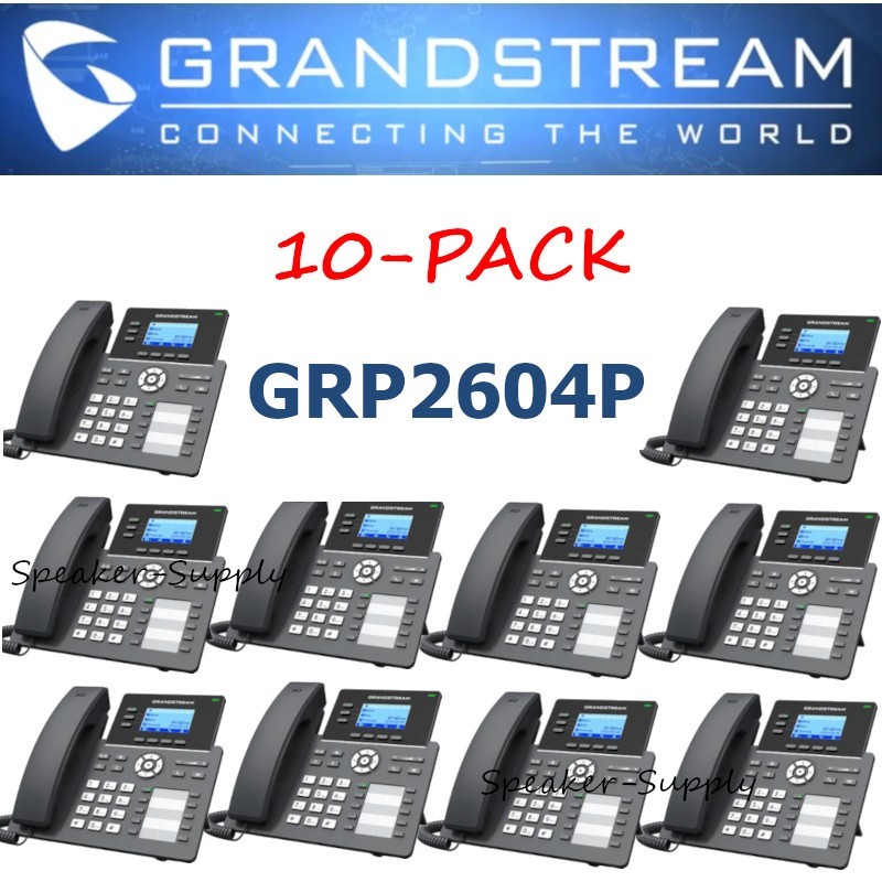 10 Grandstream GRP2604P 3-Line 6 SIP Office Phone + Dual Gigabit PoE Lot