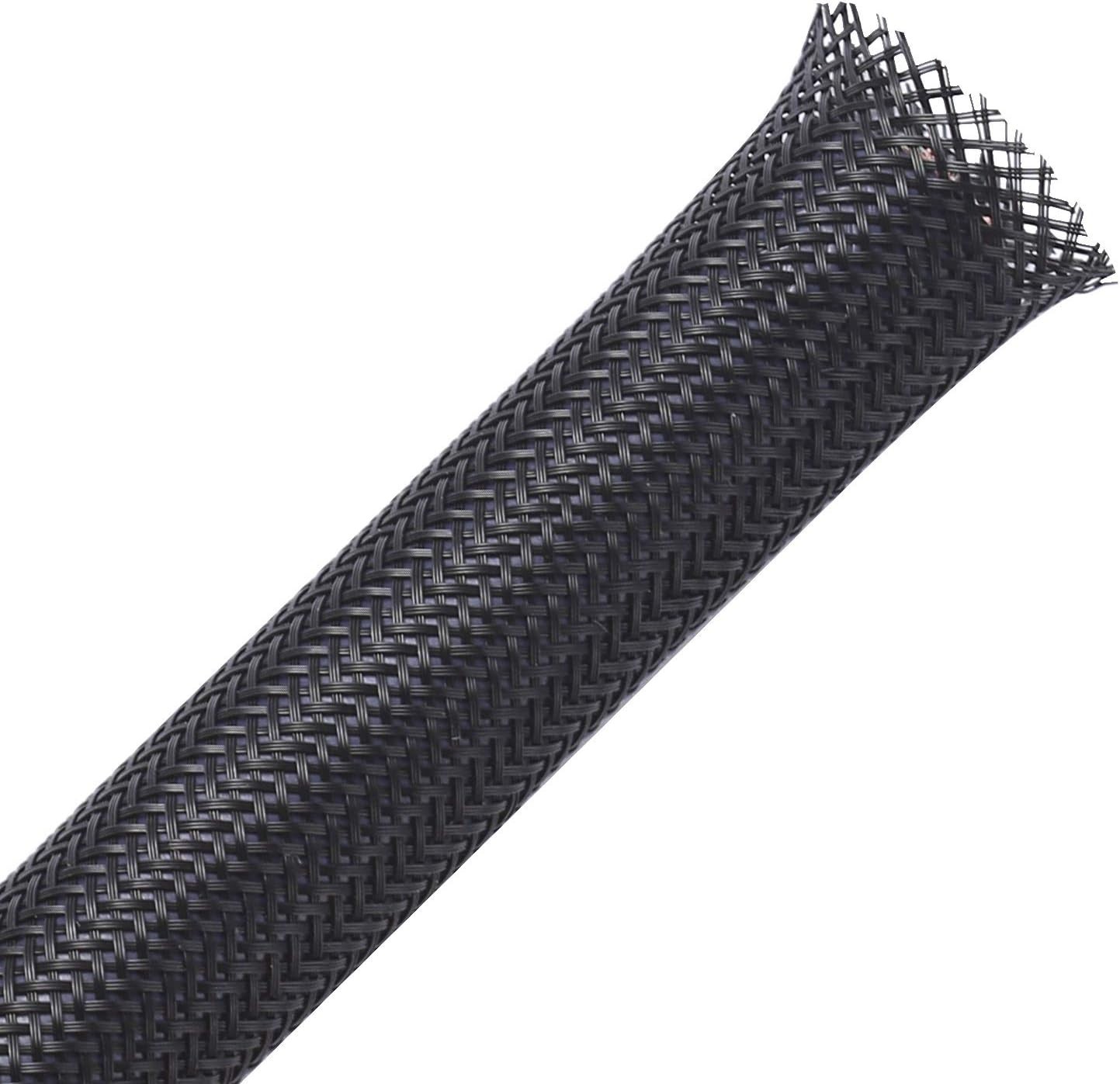 25ft 3/8 inch Expandable Braided Sleeving – Durable Black PET Cable Protection