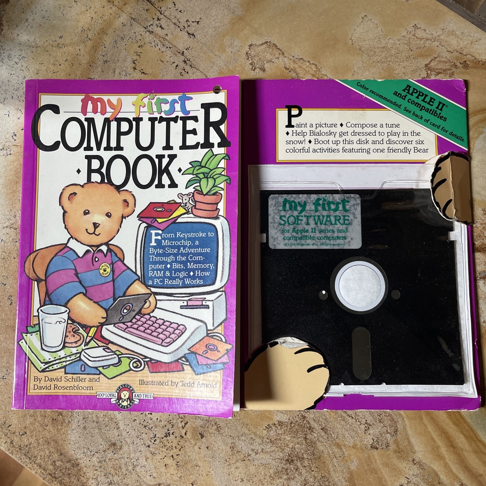 Vtg 1st Ed- My First Computer Book (w/ Floppy) Apple II- Schiller & Rosenbloom