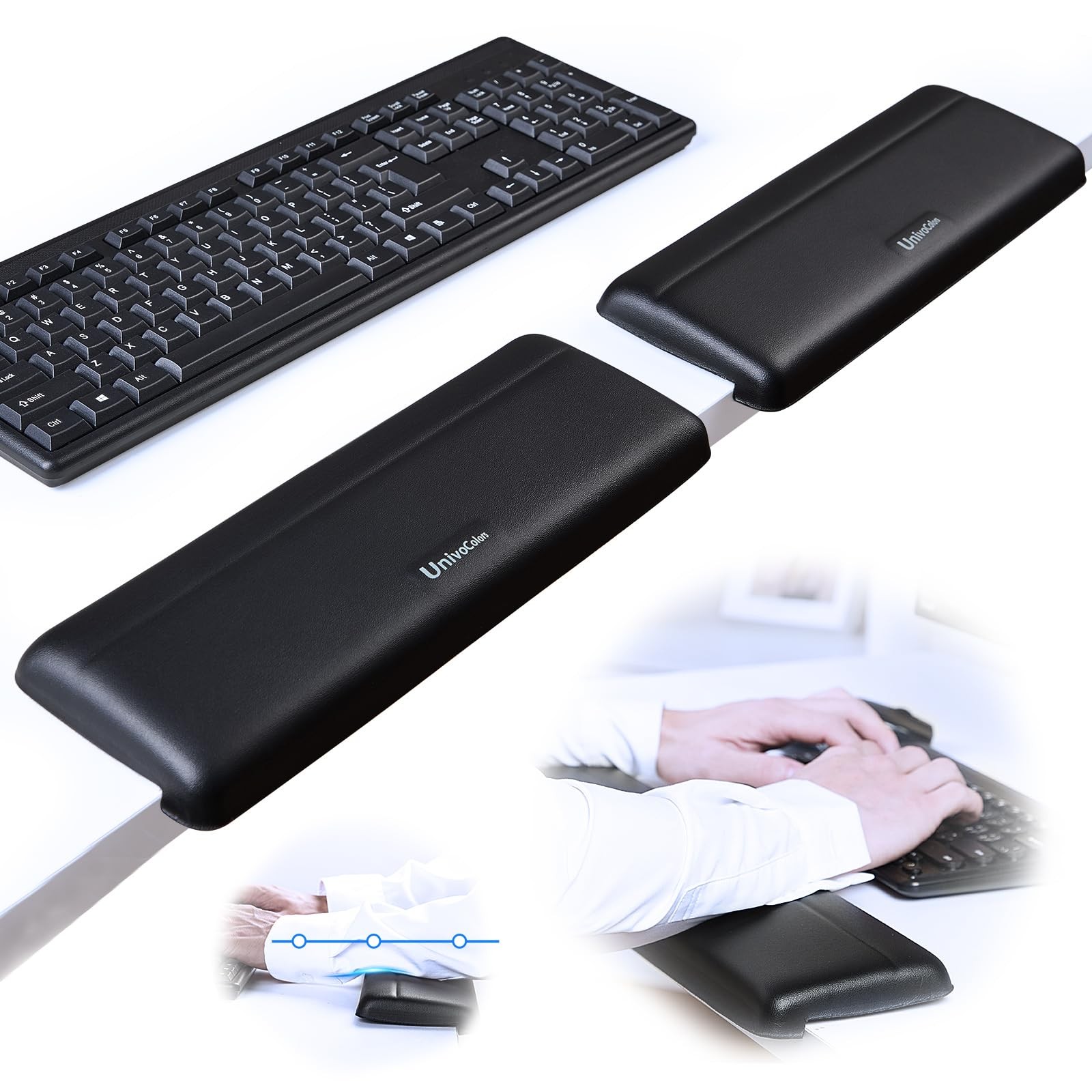 2 PCS Black LShaped Desk Edge Cushion PU Leather Memory Foam 11.8x3.9 Inch