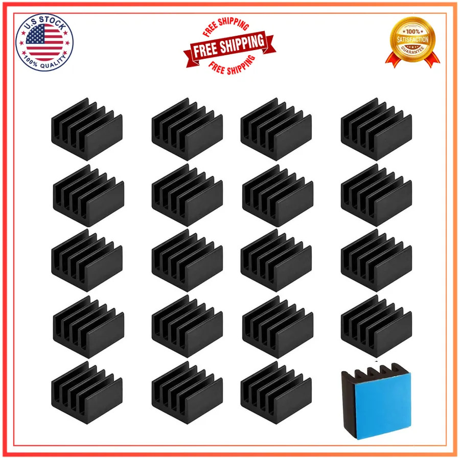 20pcs Easycargo 9mm Aluminum Heatsink Kit with 3M Thermal Tape for Cooling VRM