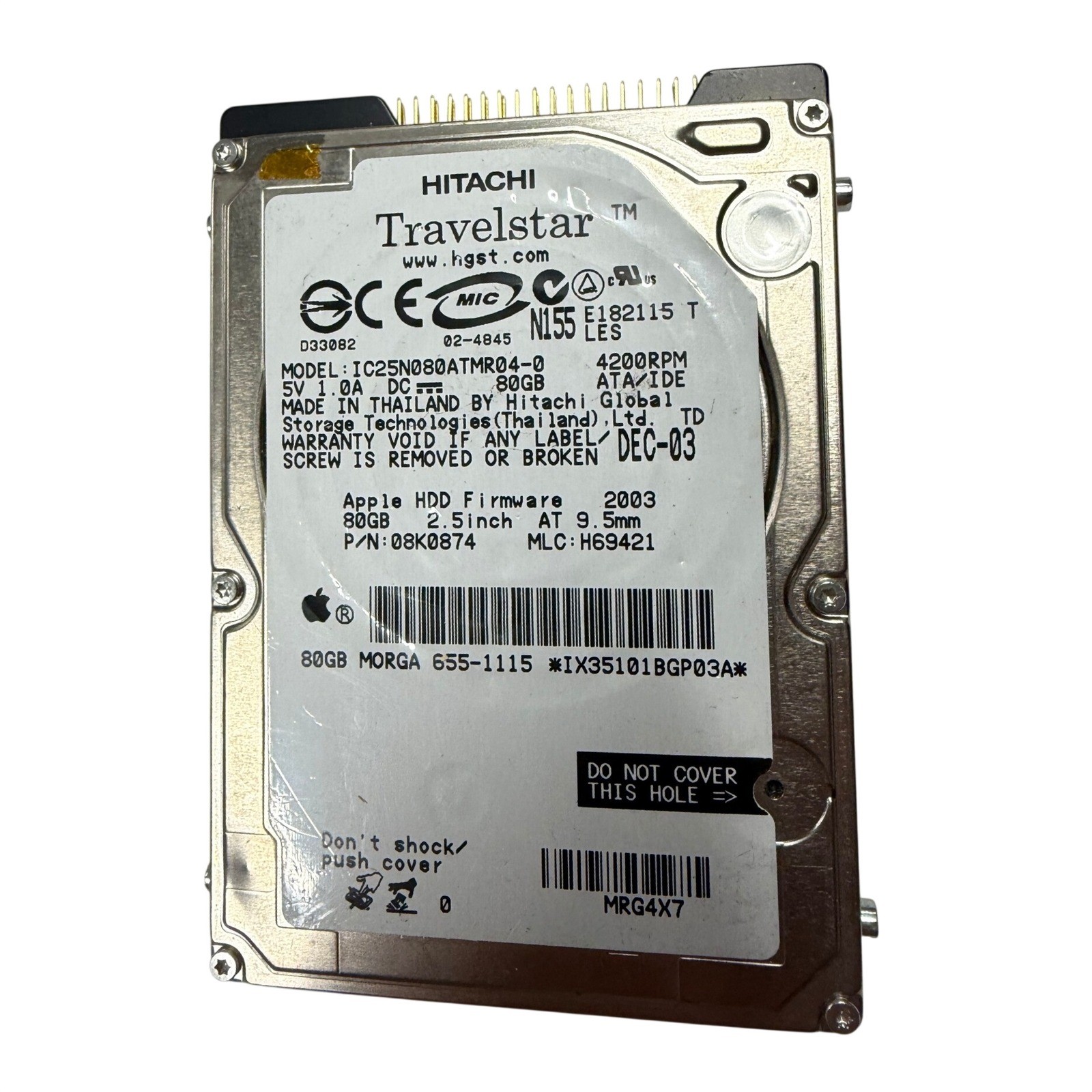 Hitachi Travelstar 80GB 2.5" IDE Laptop Hard Drive Apple IC25N080ATMR04-0
