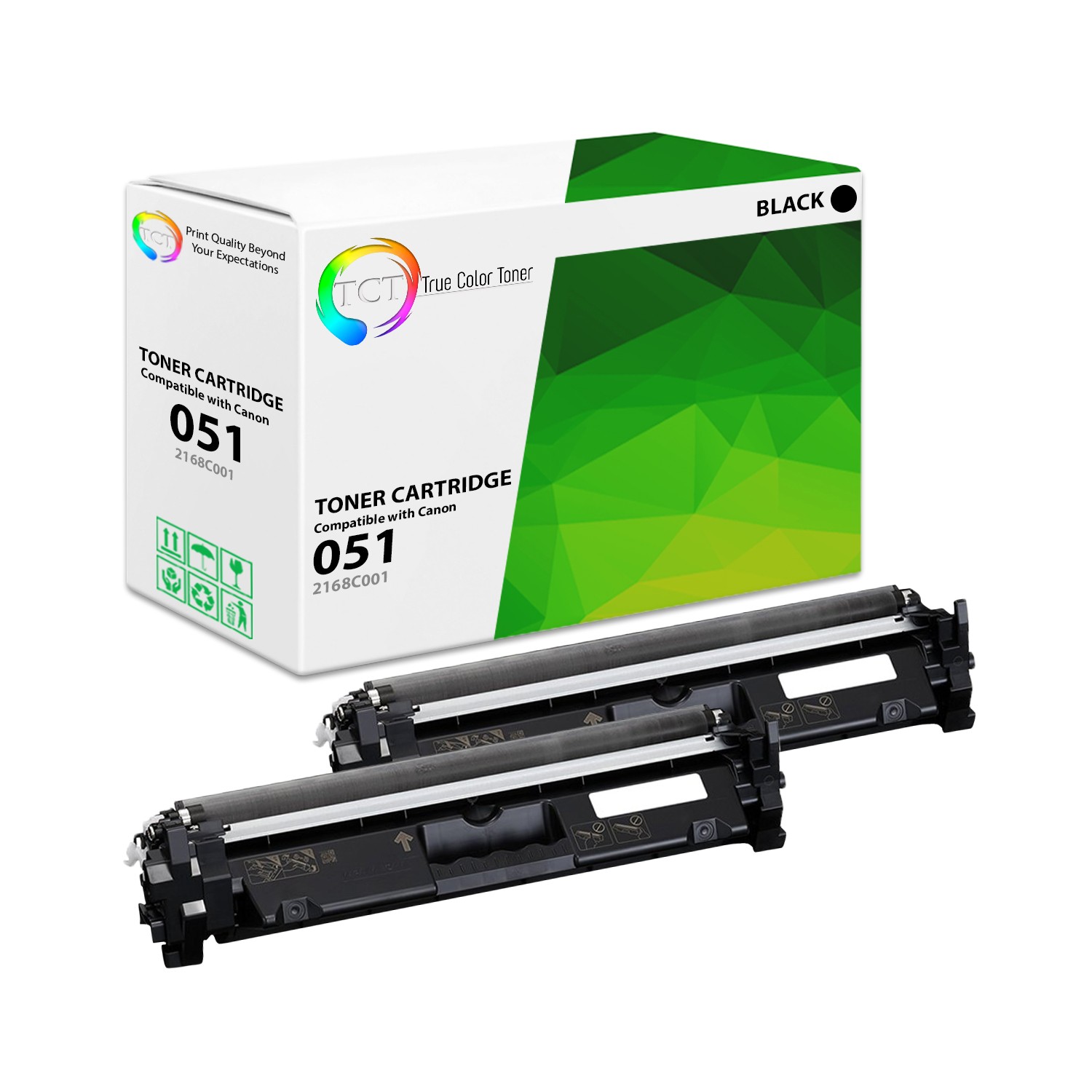 2Pk TCT 051 For Canon ImageClass LBP162dw Black Compatible Toner Cartridge