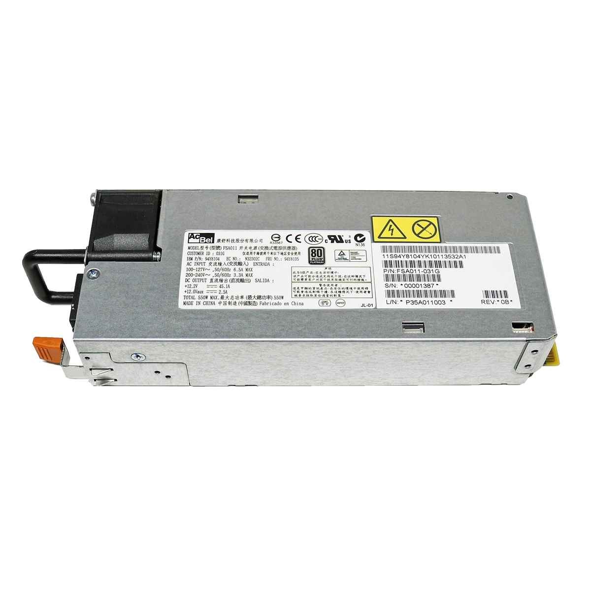 IBM FSA011-030G Power Supply/Power Supply 550W System x3500 x3550 x3650 M4 43X3312