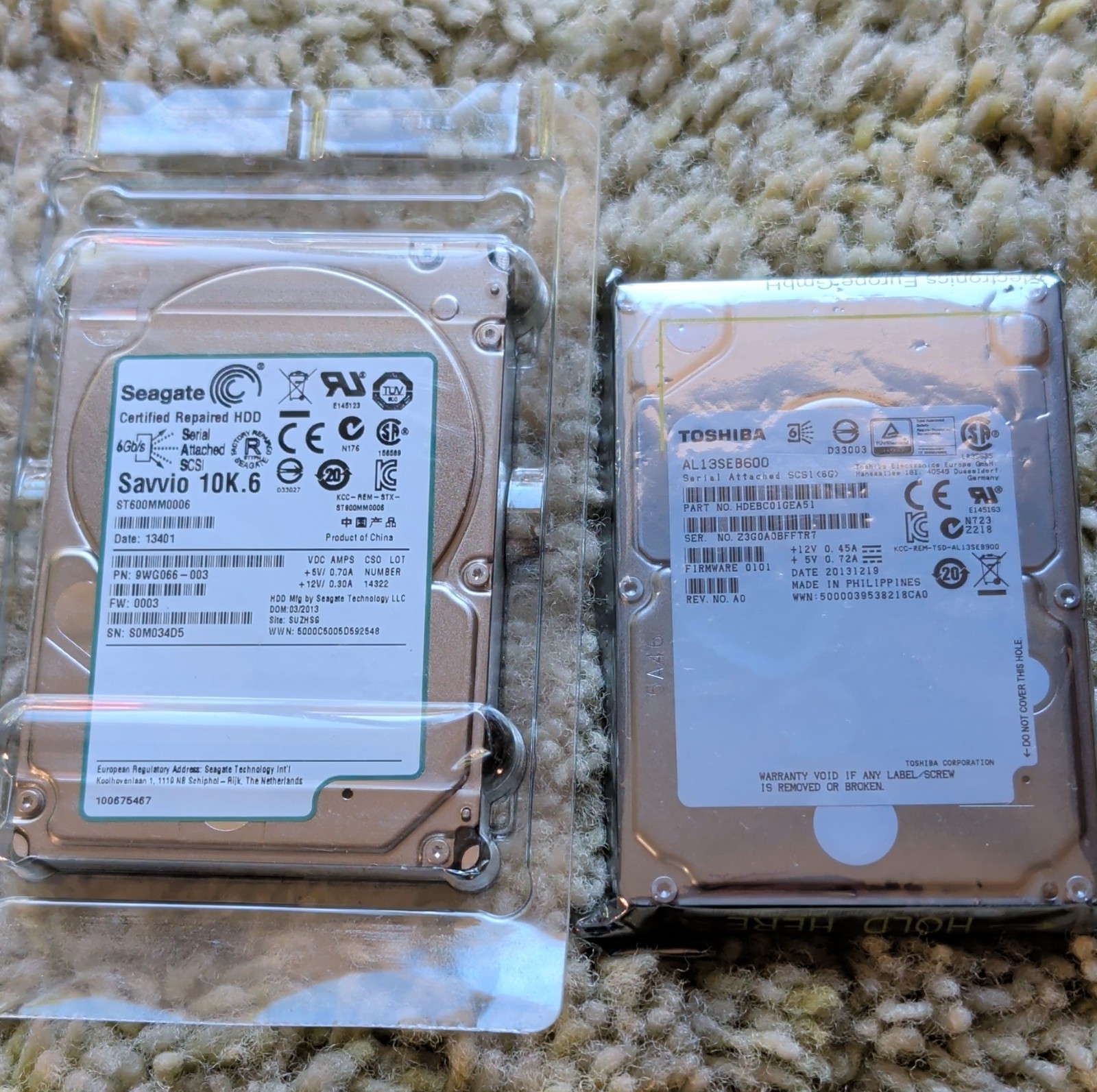 Seagate Savvio 10K.5/10K.6 & Toshiba AL13SEB600 2.5" SAS 600GB 10000RPM HDD Lot
