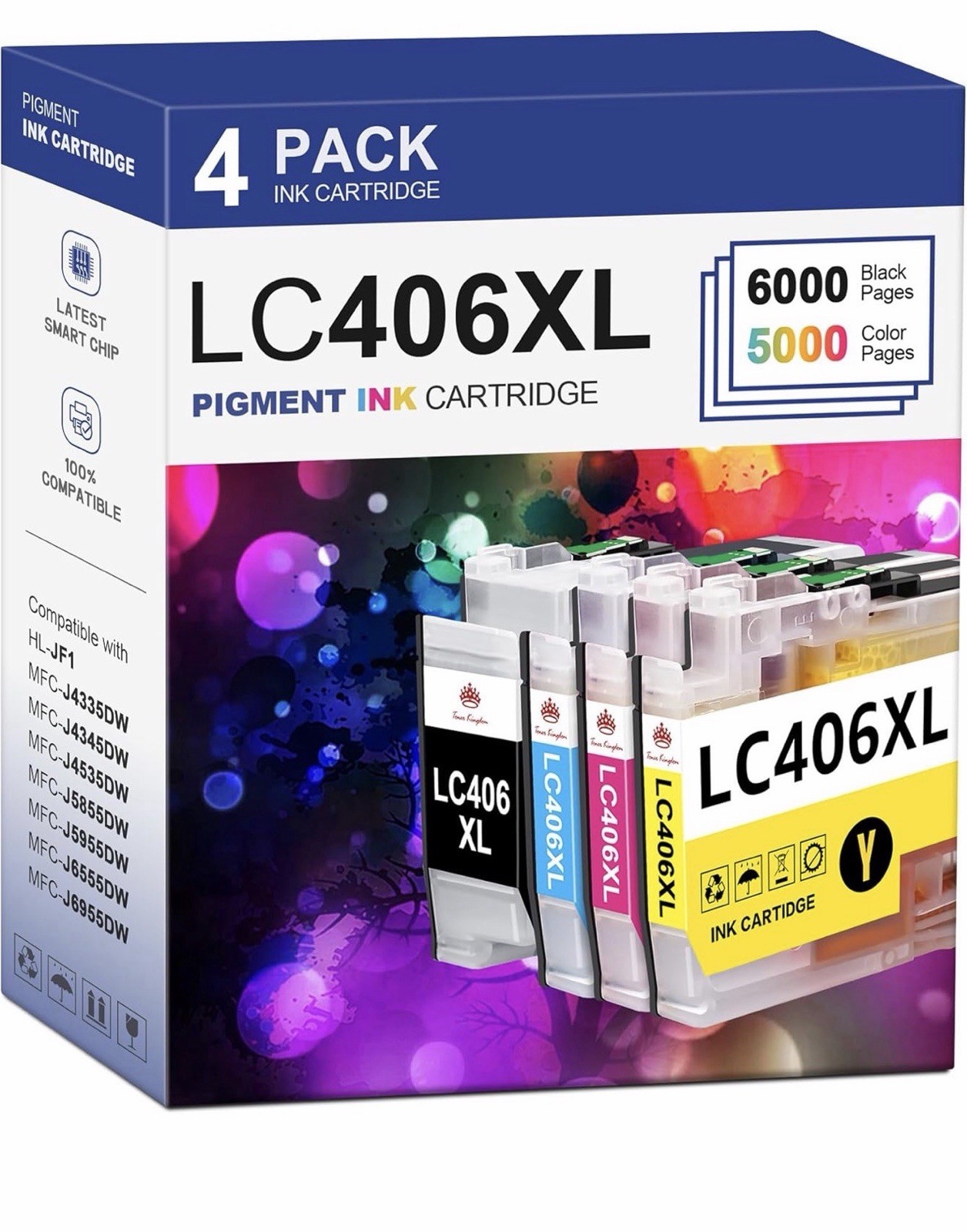 4PK Compatible LC406XL LC-406 Extra Capacity Ink Cartridge for Brother Printer