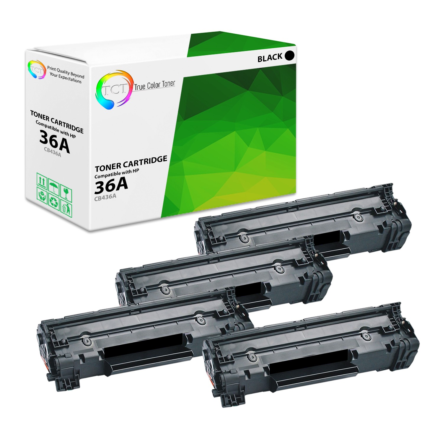 TCT 4 Black CB436A 36A Laser Toner Cartridges For HP LaserJet P1505 M1522