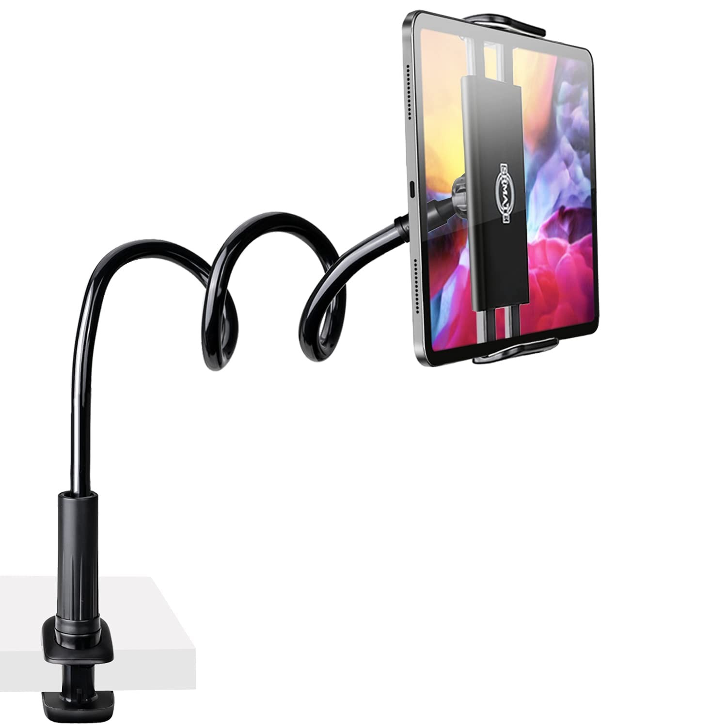 SRMATE Gooseneck Tablet Kindle Holder Stand for Bed 33 inches, Black-33inch