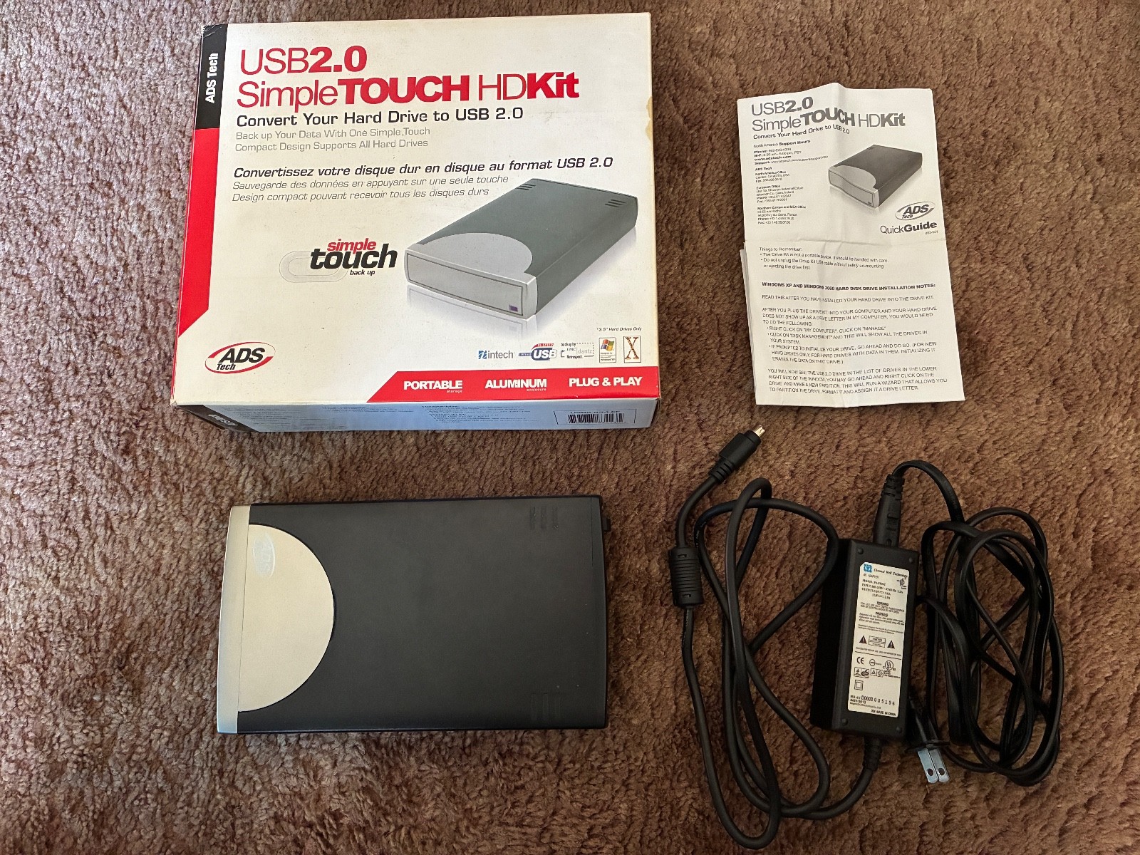 ADS Tech USB 2.0 Simple Touch HD Kit, Hard Drive to UBS 2.0 Converter