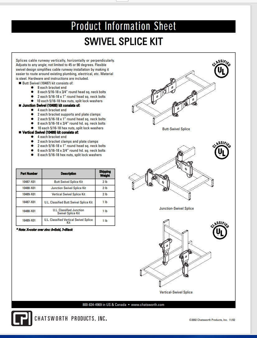 10487-701 Swivel Splice Kits Butt Swivel Splice Kit 3/8 x 1 1/2