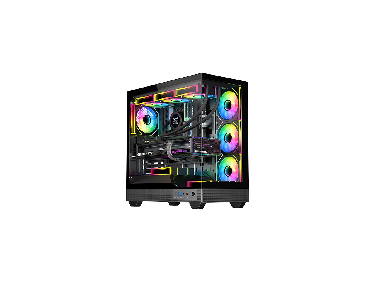 DIYPC IDX6-ATX-ARGB Black Dual USB3.0 / Type C Tempered Glass ATX Gaming