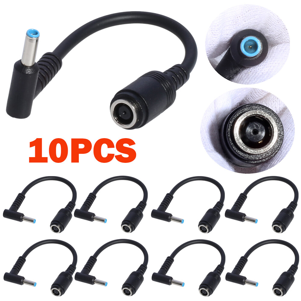 10Pcs DC Power Charger Converter Adapter Cable 7.4mm - 4.5mm For HP Blue Tip