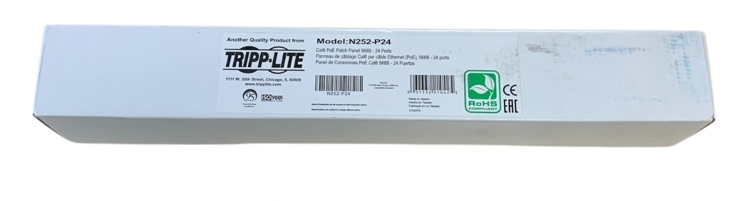 Tripp-Lite N252-P24 Cat6 PoE Patch Panel 568B - 24 Port