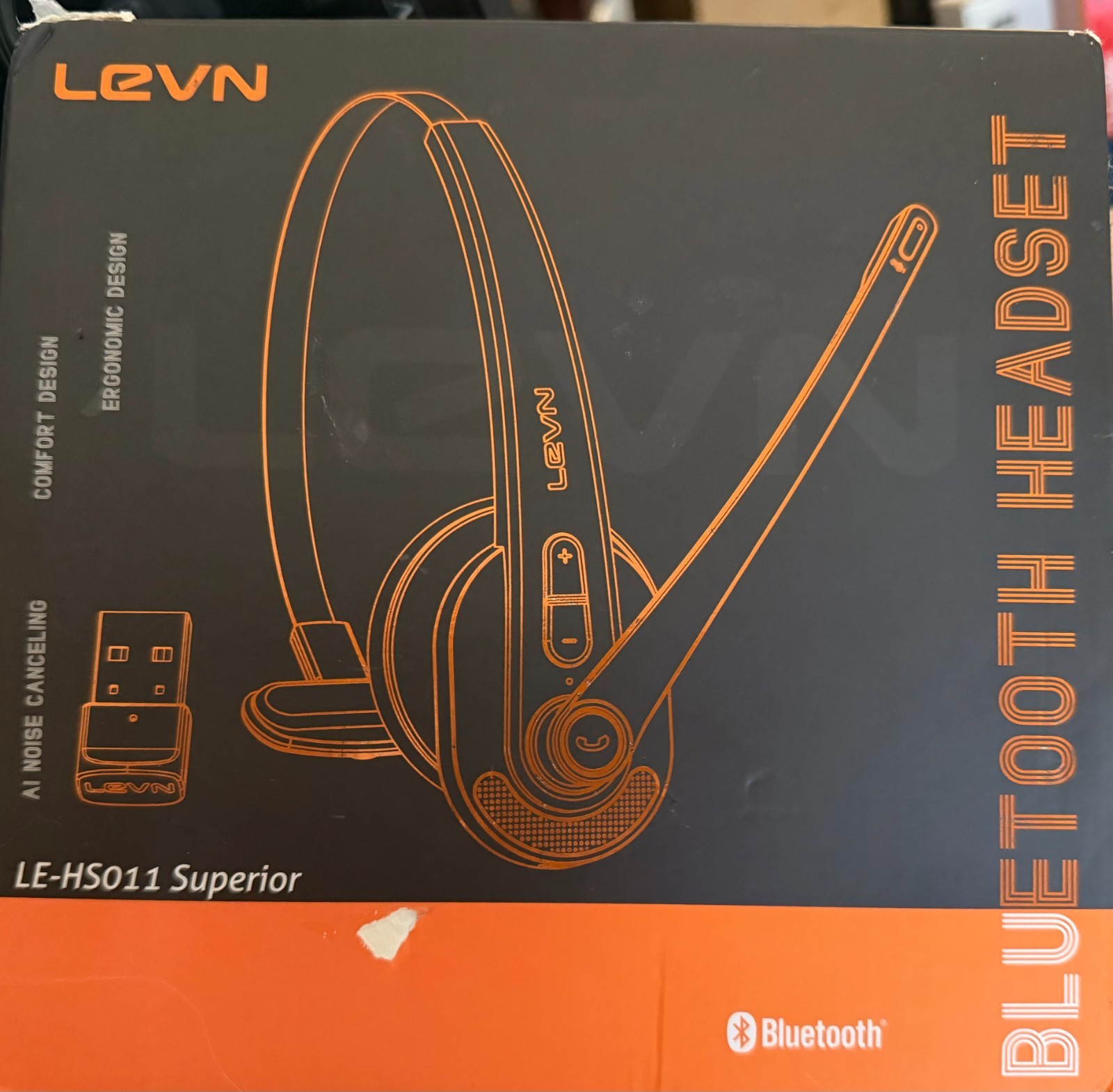 LEVN LE-HS011 Superior-Bluetooth Wireless Headset (Black) -Noise Cancelling