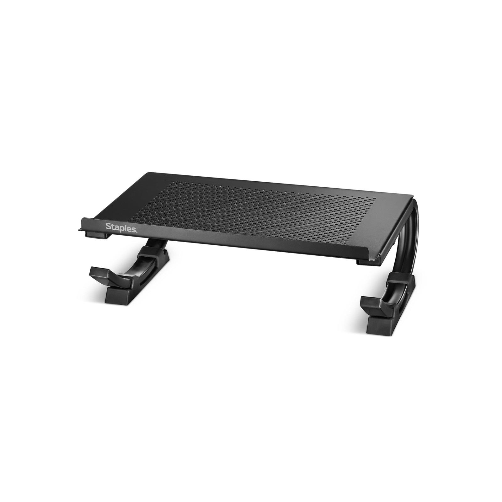 STAPLES Adjustable Steel Laptop Stand – Ergonomic Curved Desktop Riser Black