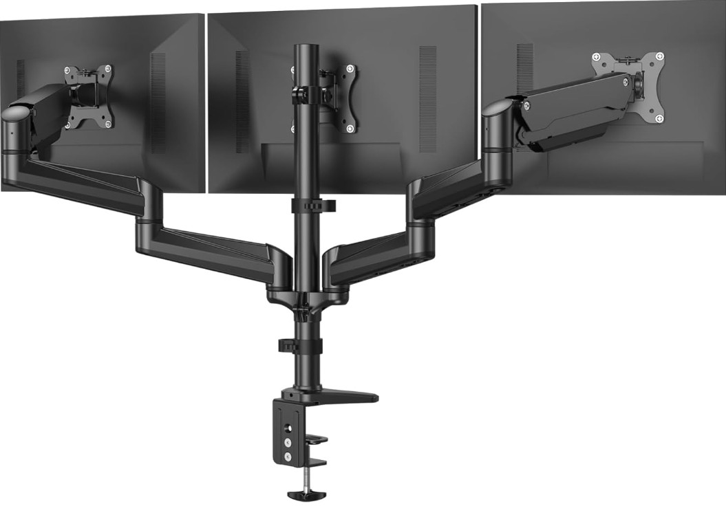 Soporte triple para monitores 17–32″ ajustable con giro e inclinación, Nuevo