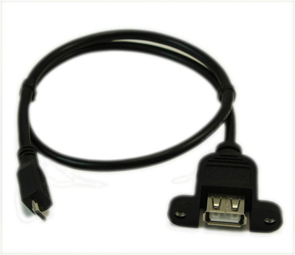 18inch USB 2.0 EXTENSION Micro-B 5 pin to A Female PANEL MOUNT Cable