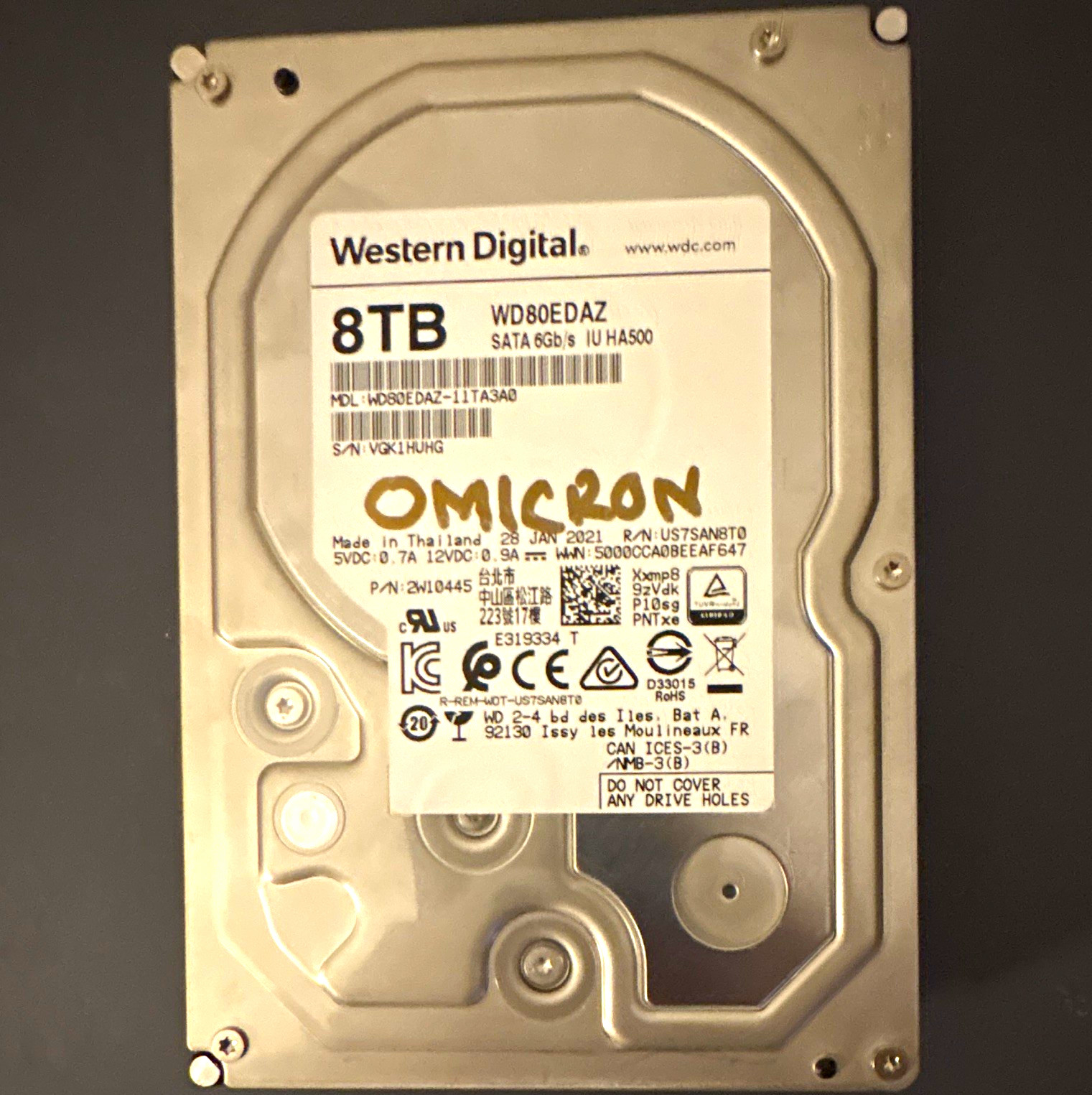 Western Digital WD WD80EDAZ 8TB 3.5in SATA III 5400RPM SMART Passed