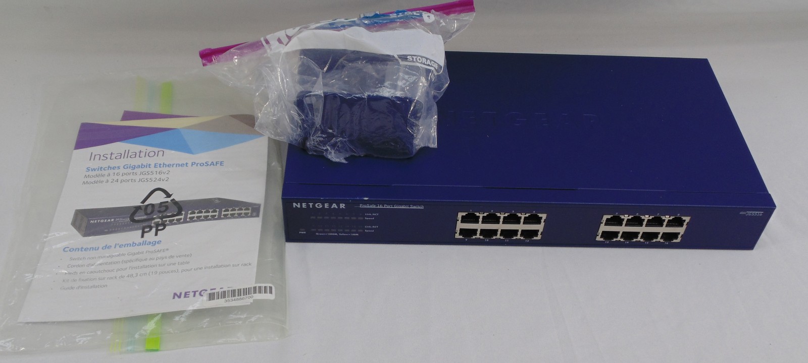 Netgear JGS516 ProSafe 16-Port Gigabit Switch Ethernet Rackmount