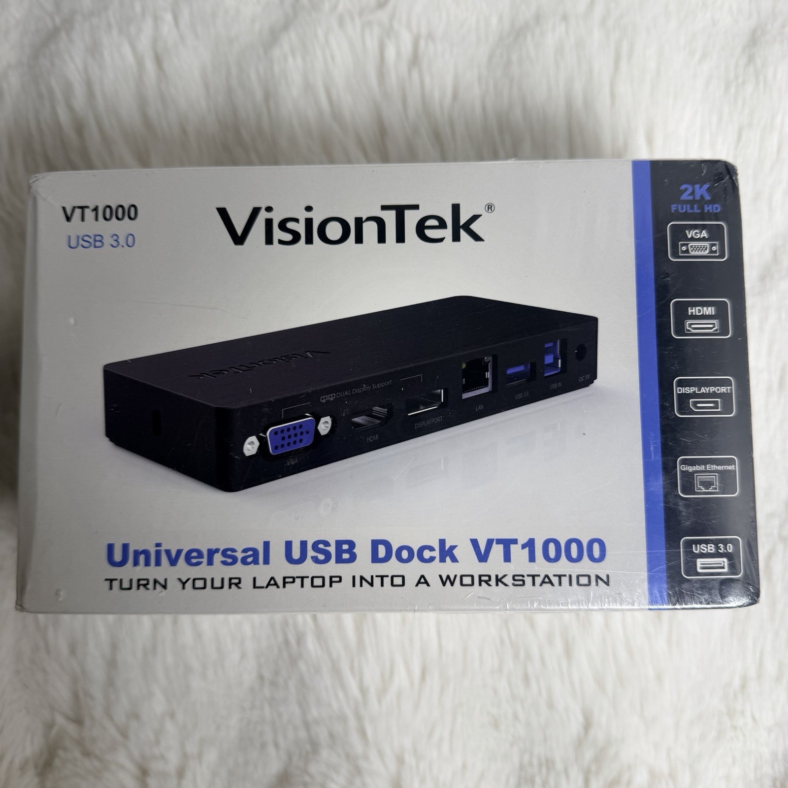 VisionTek VT1000 Universal Dual Display USB 3.0 Docking Station New Sealed