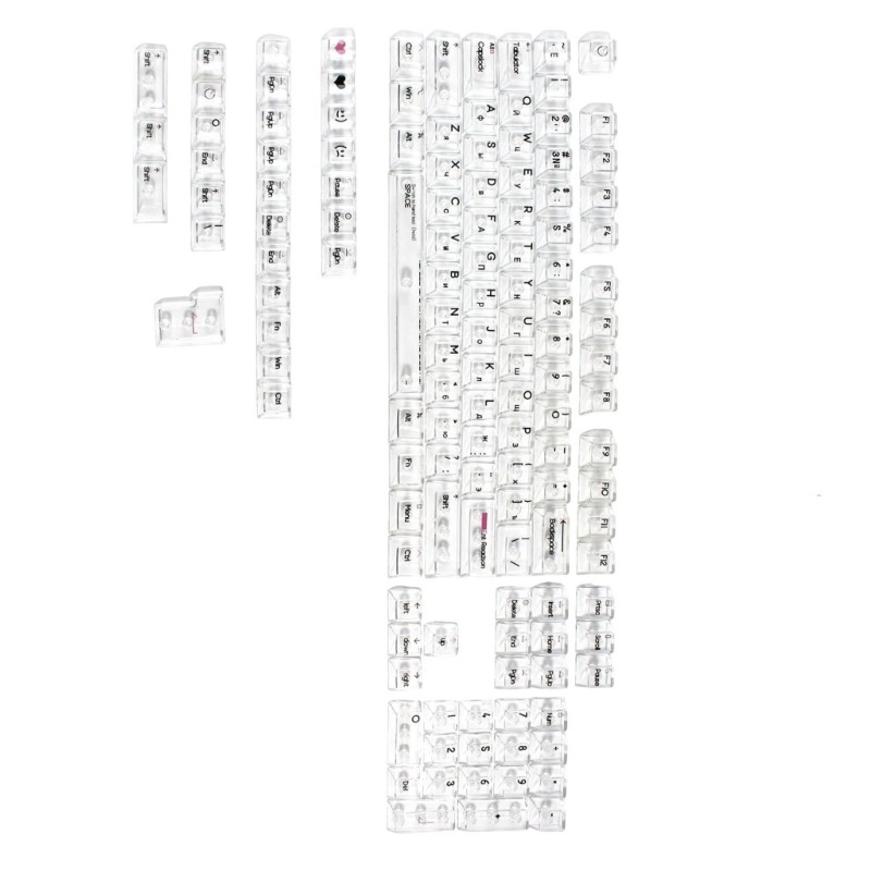 132Keys Russian Crystal Transparents Keycap Original Profile Personality PC for