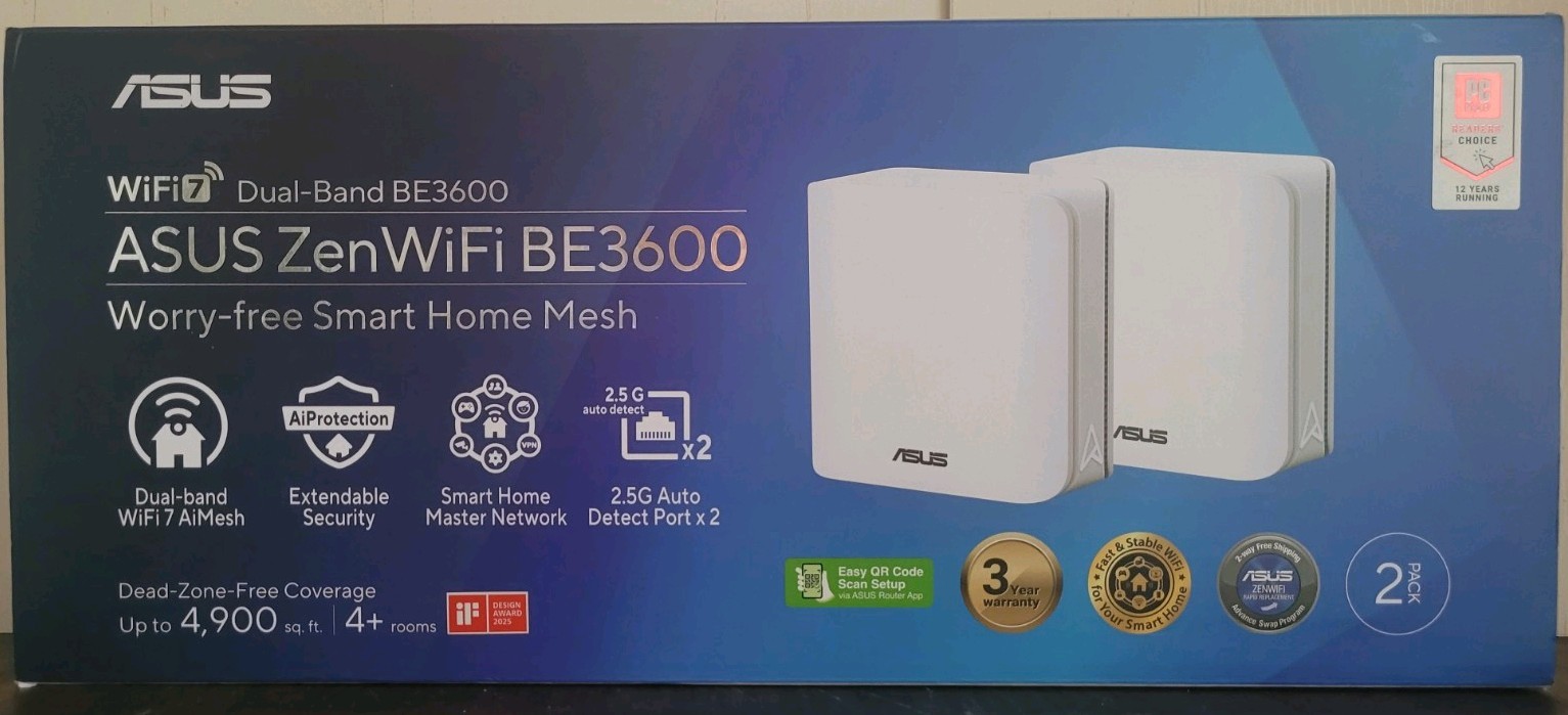 NEW - ASUS ZenWifi BE3600 (BD4) Dual-band WiFi 7 Wireless Mesh Router – 2-Pack