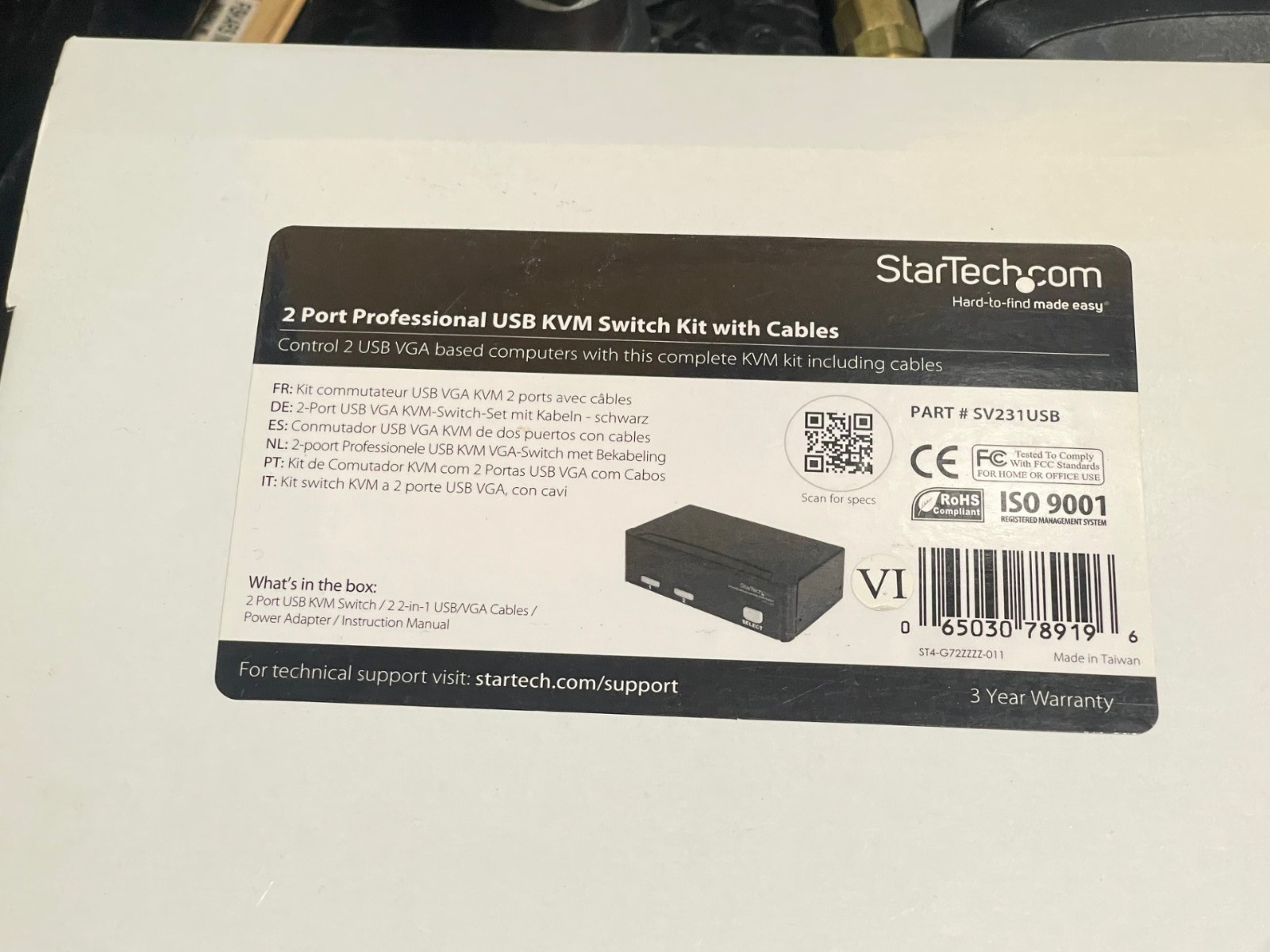 StarTech.com SV231USB 2-Port USB KVM Switch EMI CBE1E7C772(J13)