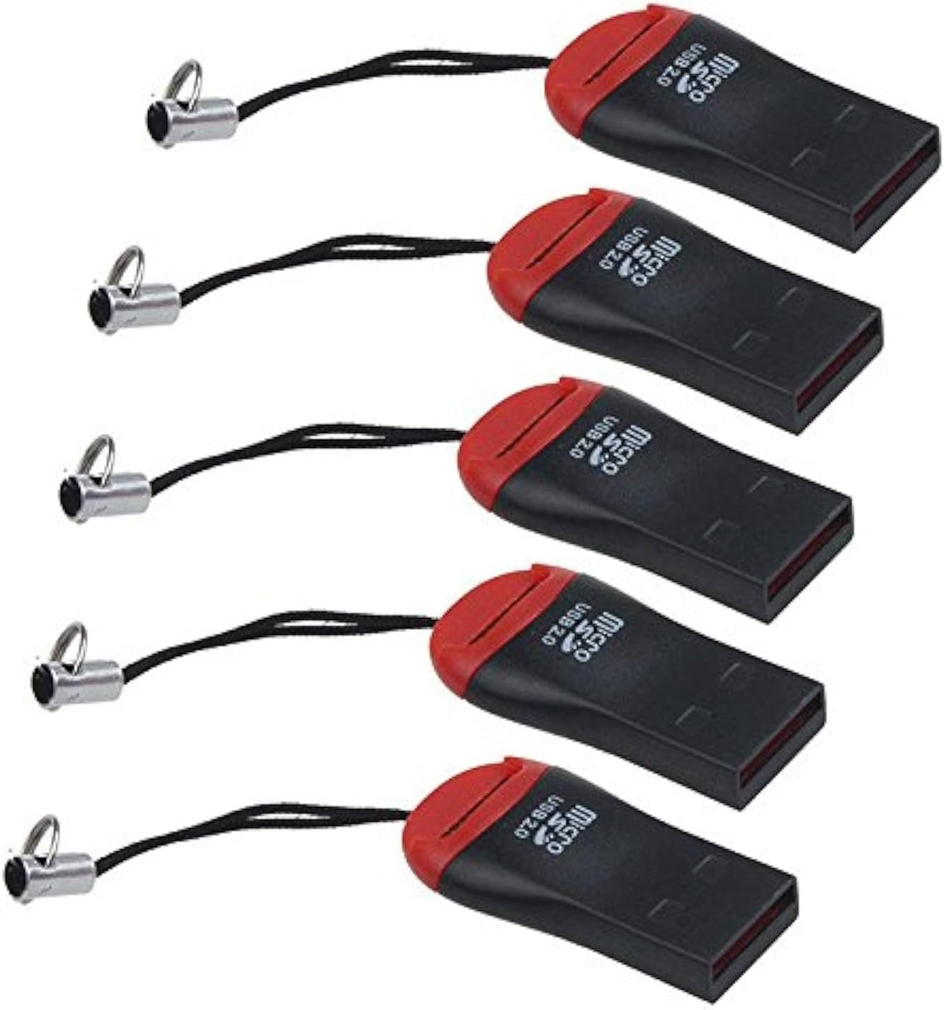 5 Pack Micro SD Card Reader with Tether Pocket SDXC TF Card Reader Micro