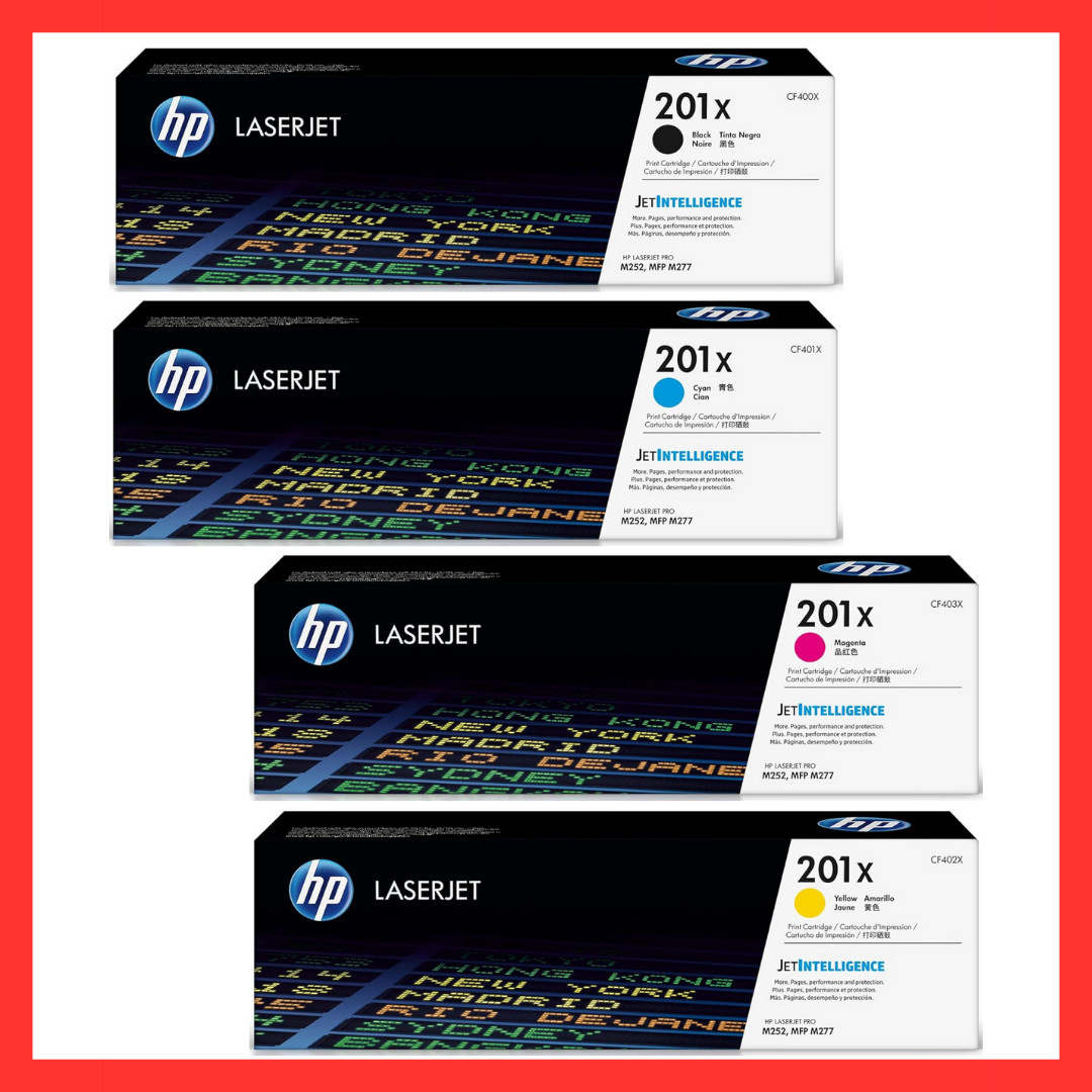 HP 201X High Yield Toner Set (Black,Magenta,Cyan,Yellow) - Pack Of 4 - NEW