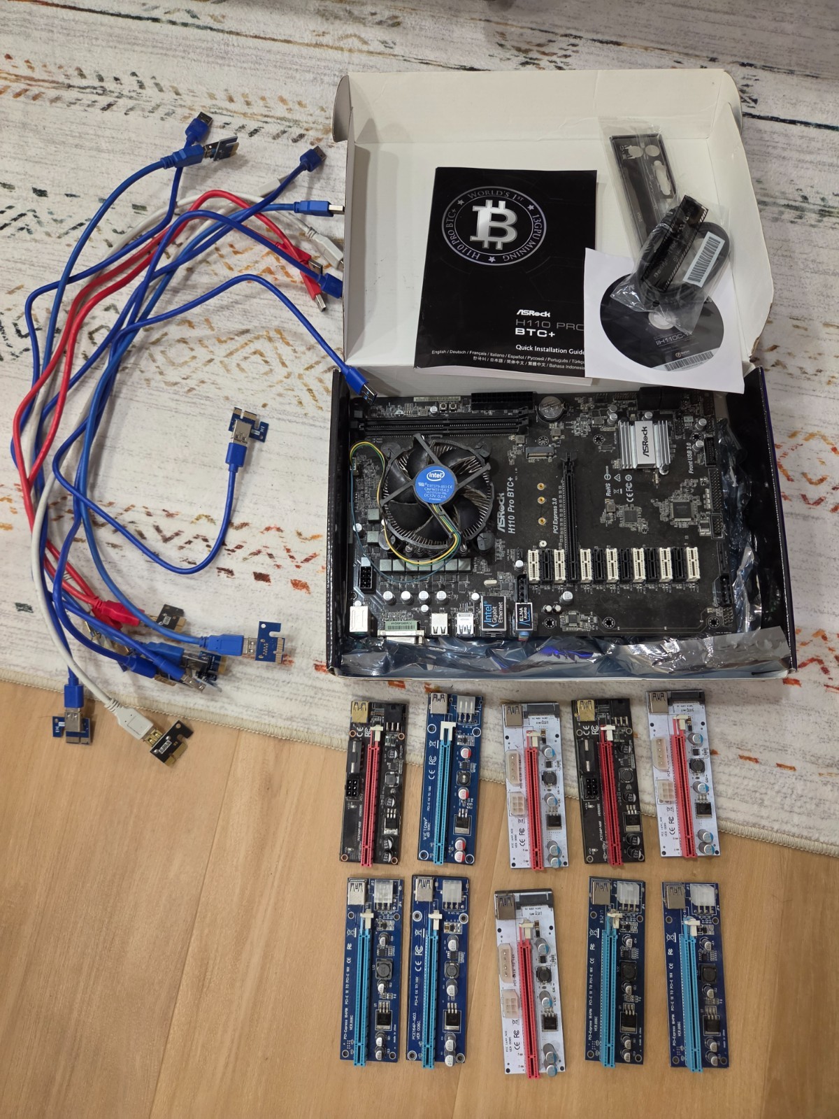 ASRock H110 Pro BTC+ LGA 1151 Motherboard  with Intel CPU and 10 PCIE risers