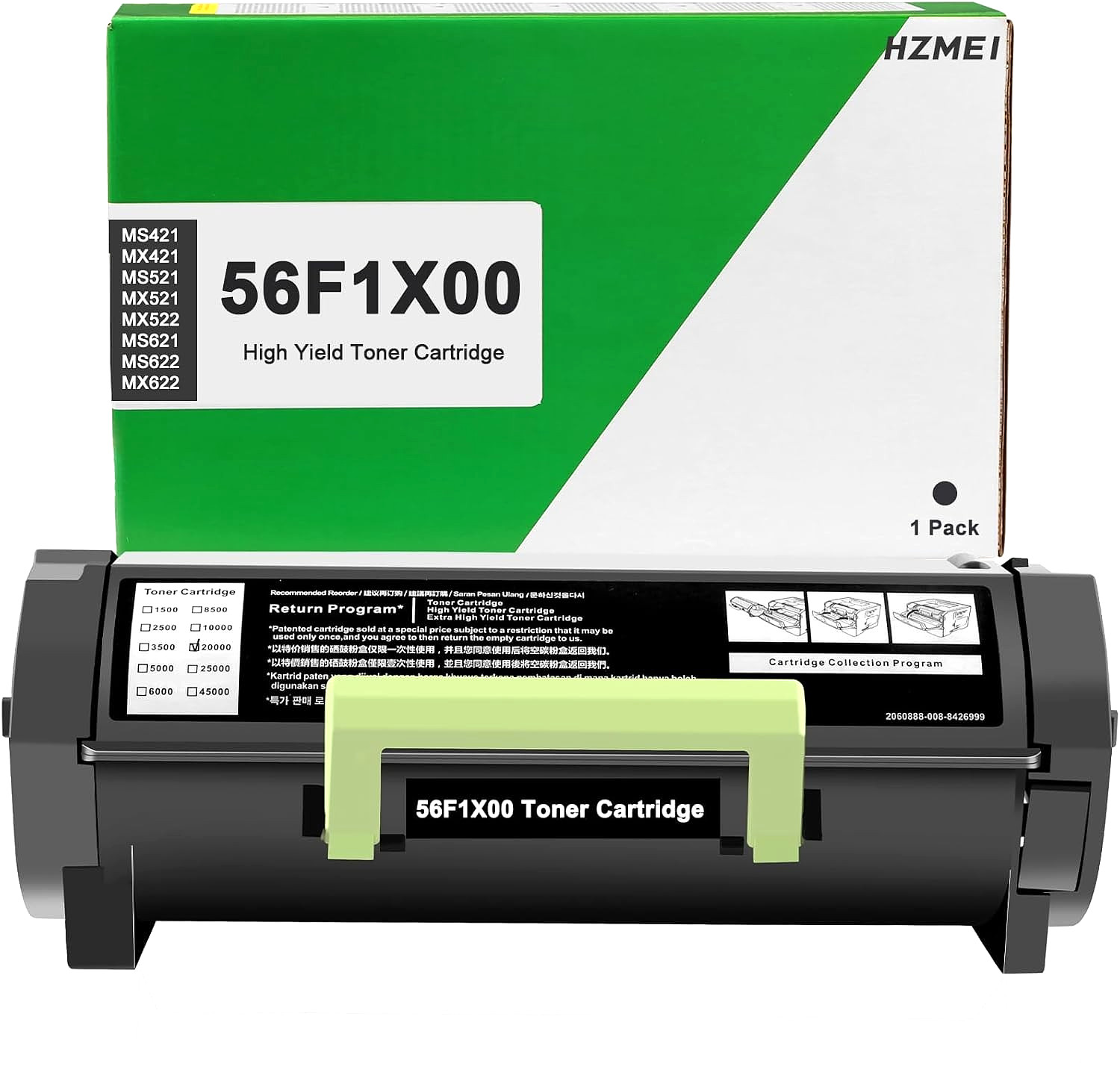 56F1X00 High-Yield Black Toner Cartridge Compatible with Lexmark MS & MX Series