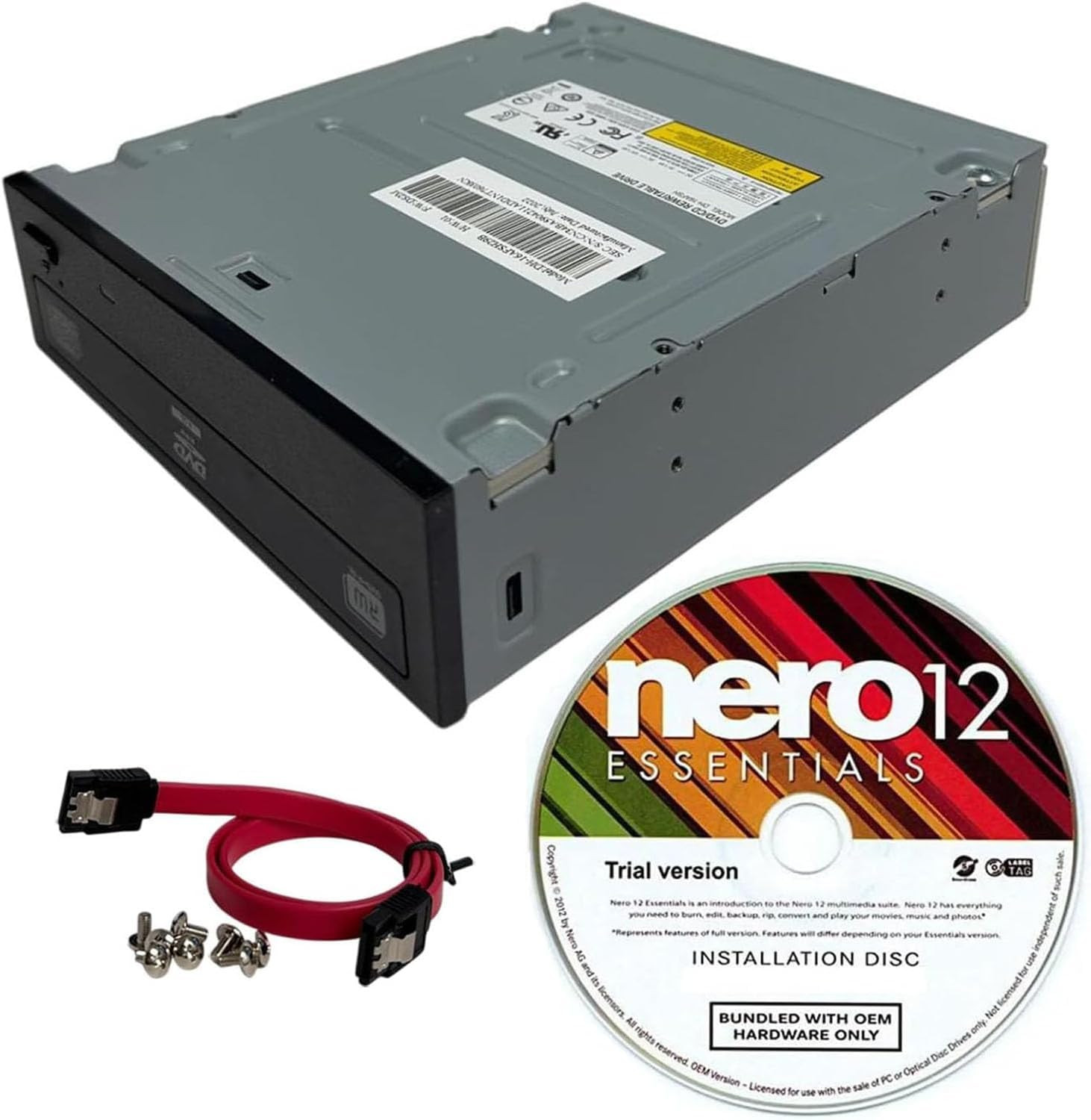 24X SATA DVD/CD Writer Drive, 5.25" DVD Playback Optical Drive with Nero 12 Esse